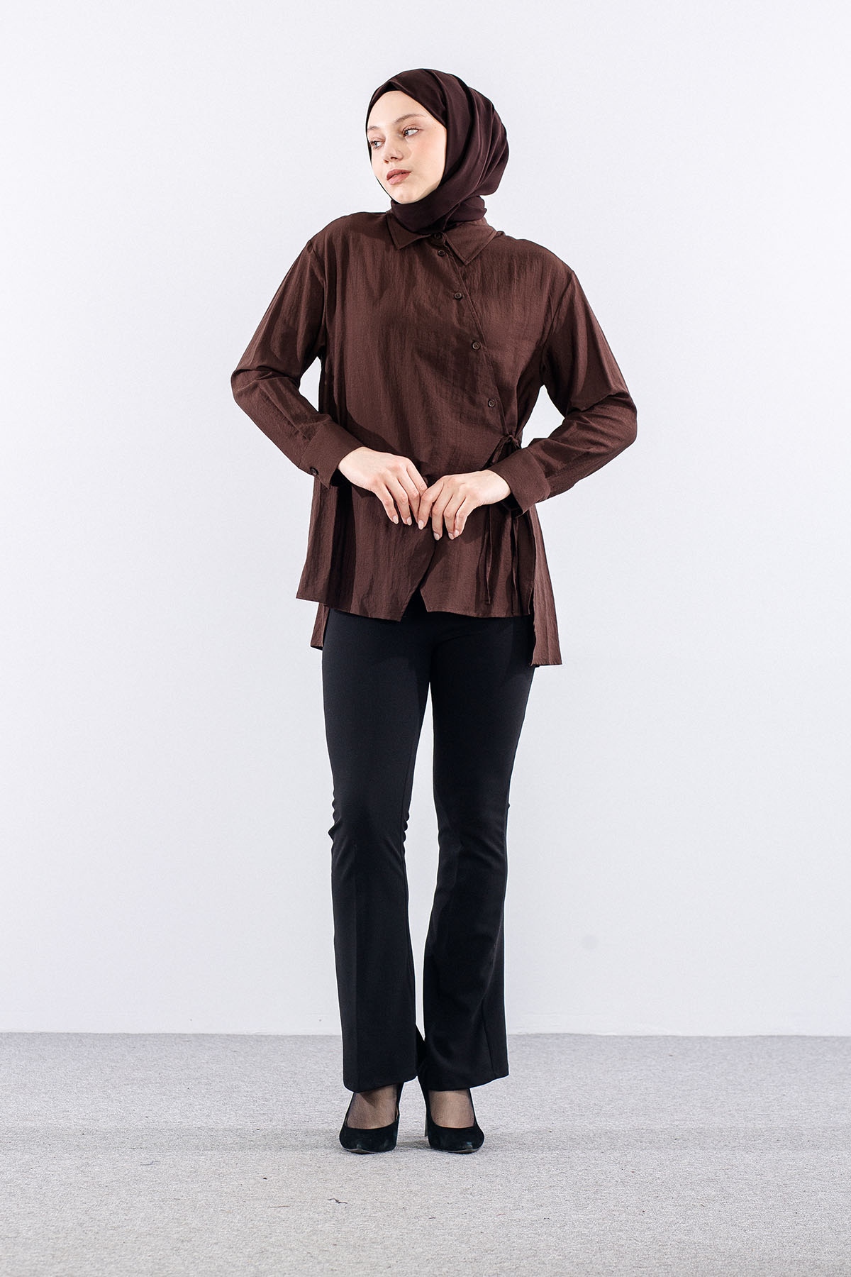 36894 Gömlek Tek Bagli - Kahve - 1