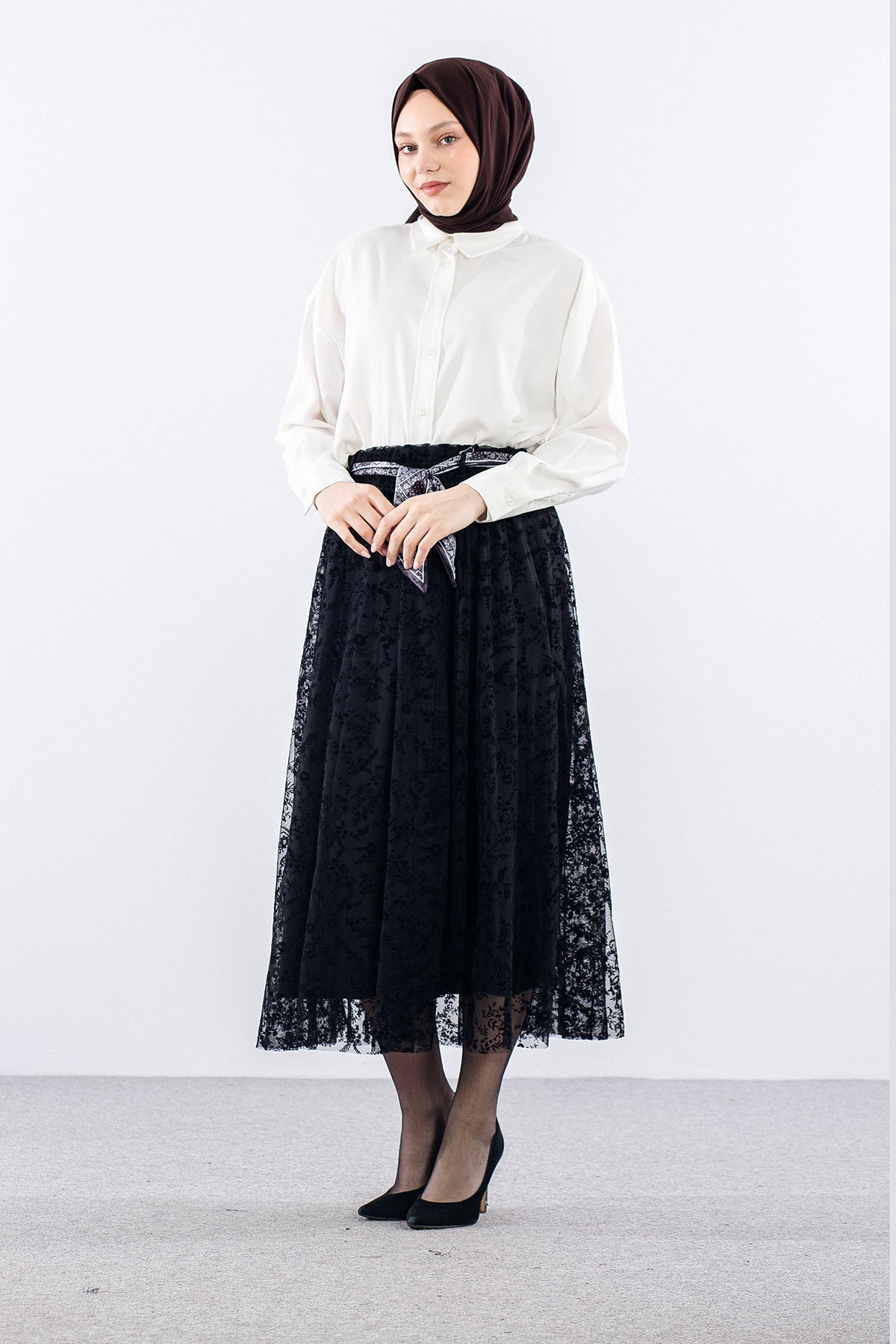 3721 Etek 38-46 Tul - Siyah - 1