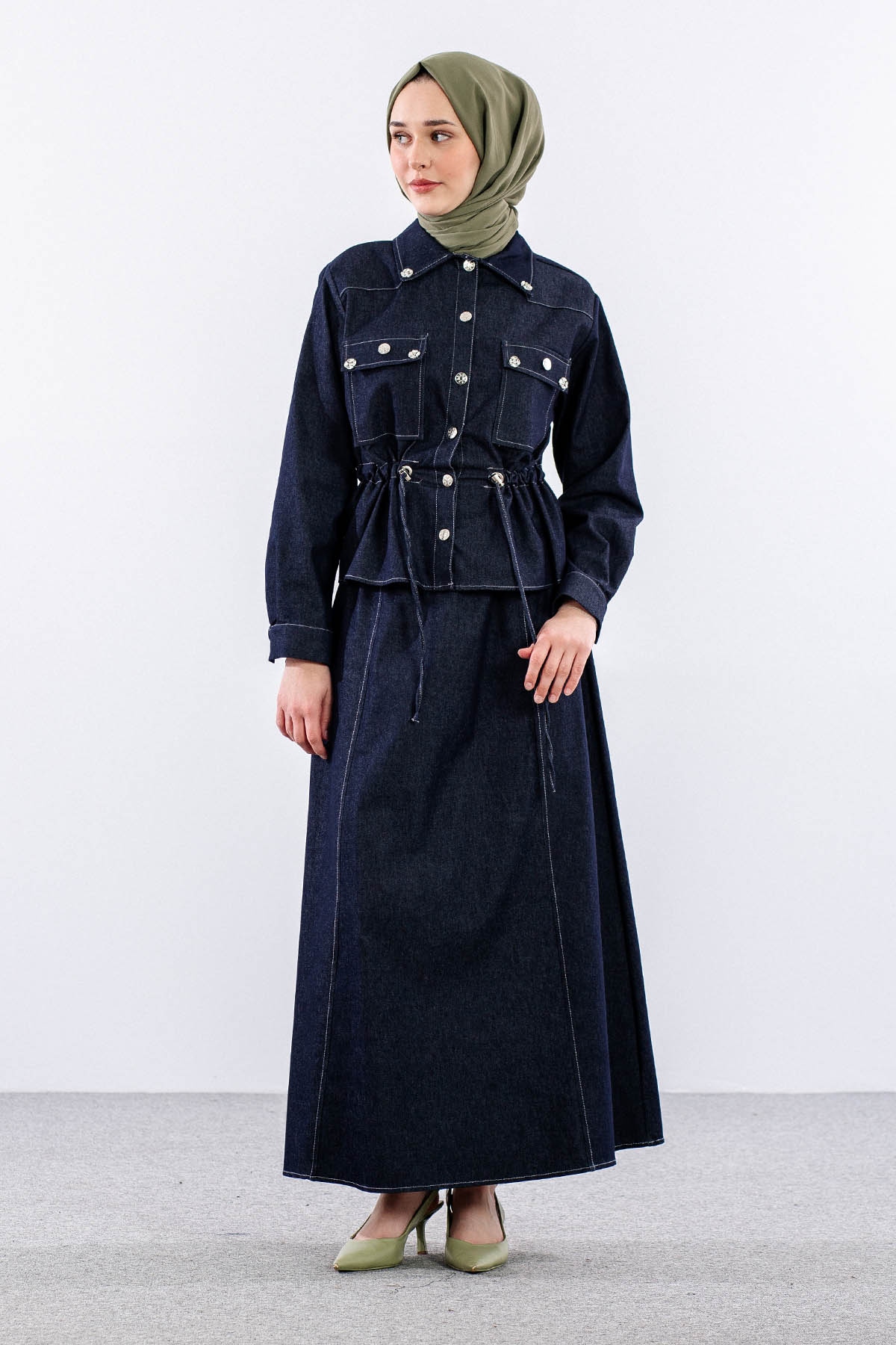 3726 Kot Takim 38-46 Etekli̇ - Lacivert - 2