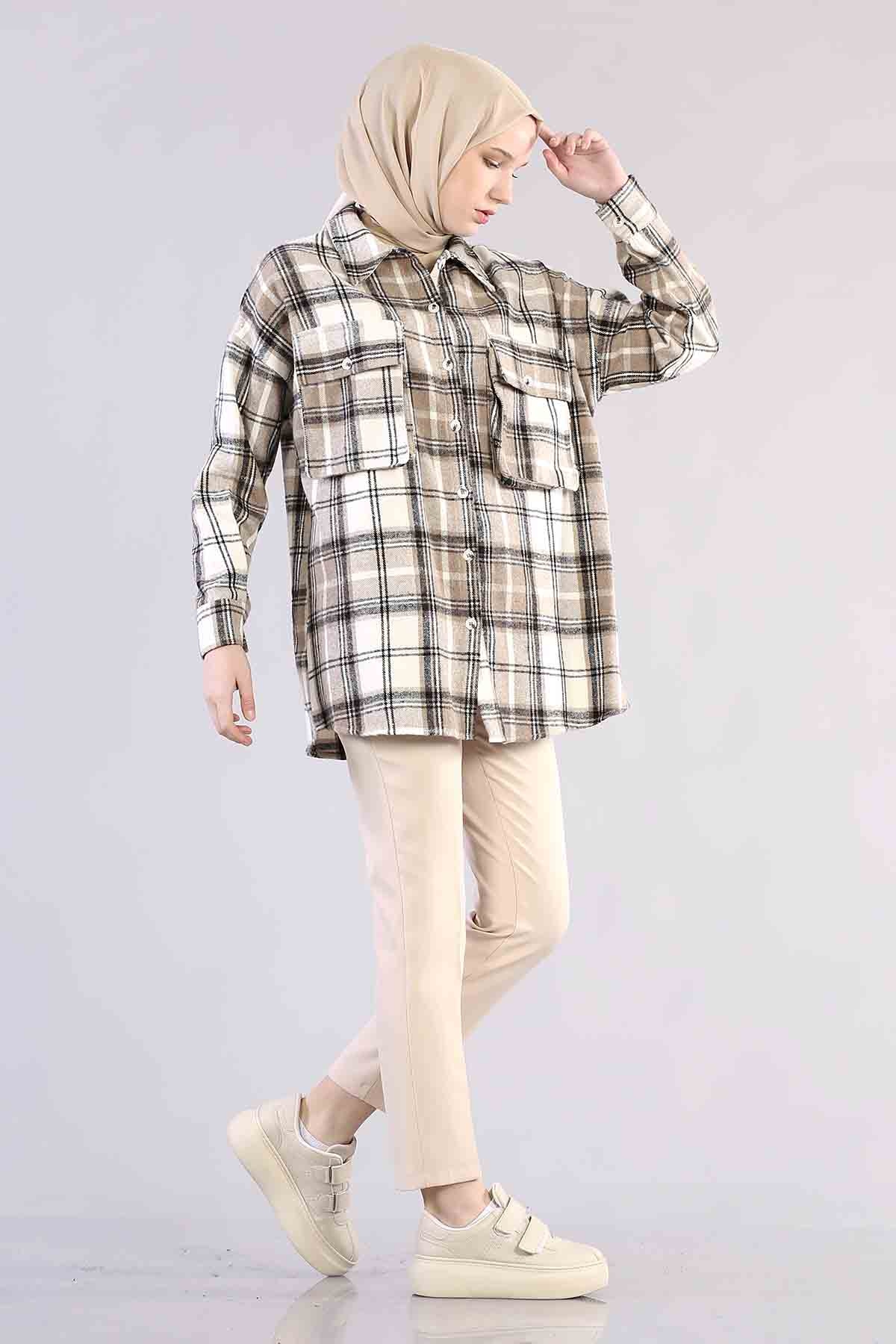 3746 Oduncu Gömlek Tek - Kahve - 1