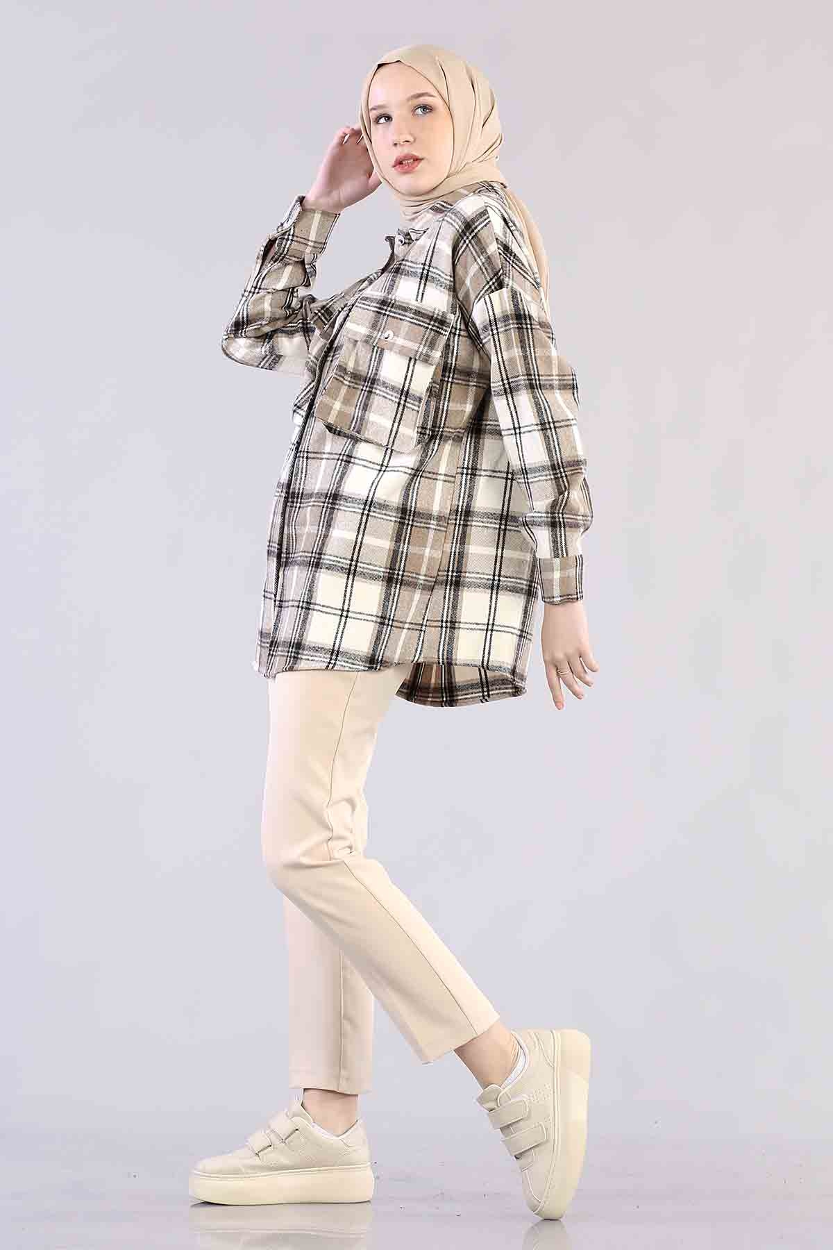 3746 Oduncu Gömlek Tek - Kahve - 3