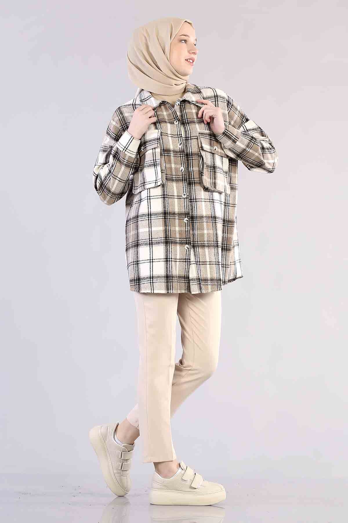 3746 Oduncu Gömlek Tek - Kahve - 4