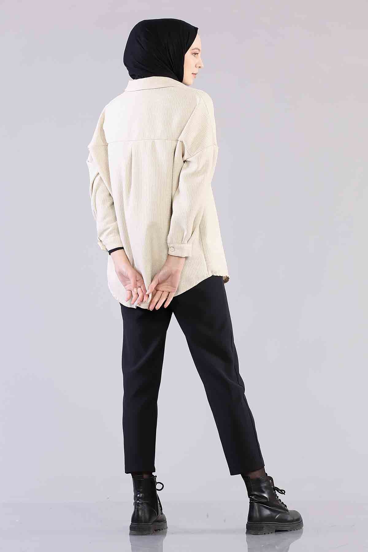 3776 Cebi Taşli Tunik Tek - Krem - 5