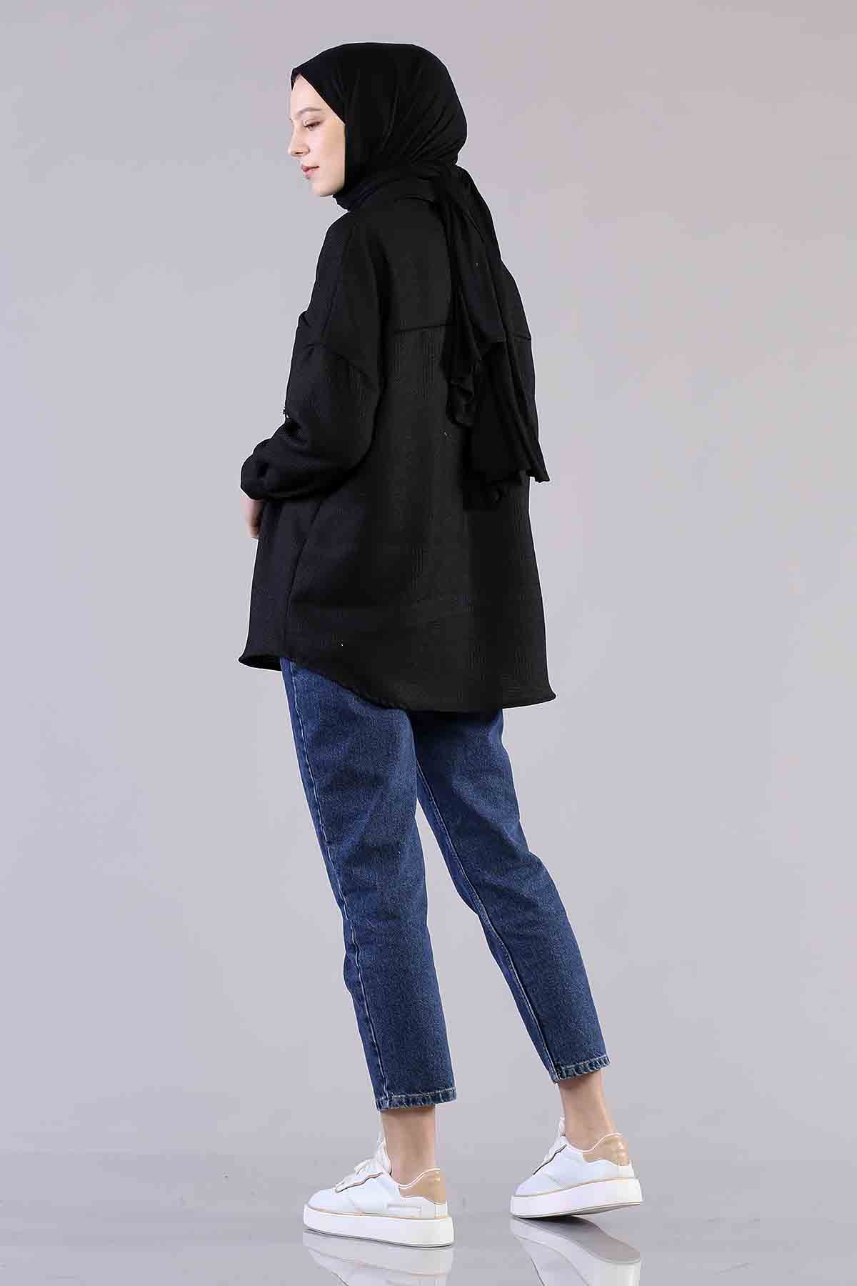 3776 Cebi Taşli Tunik Tek - Siyah - 4