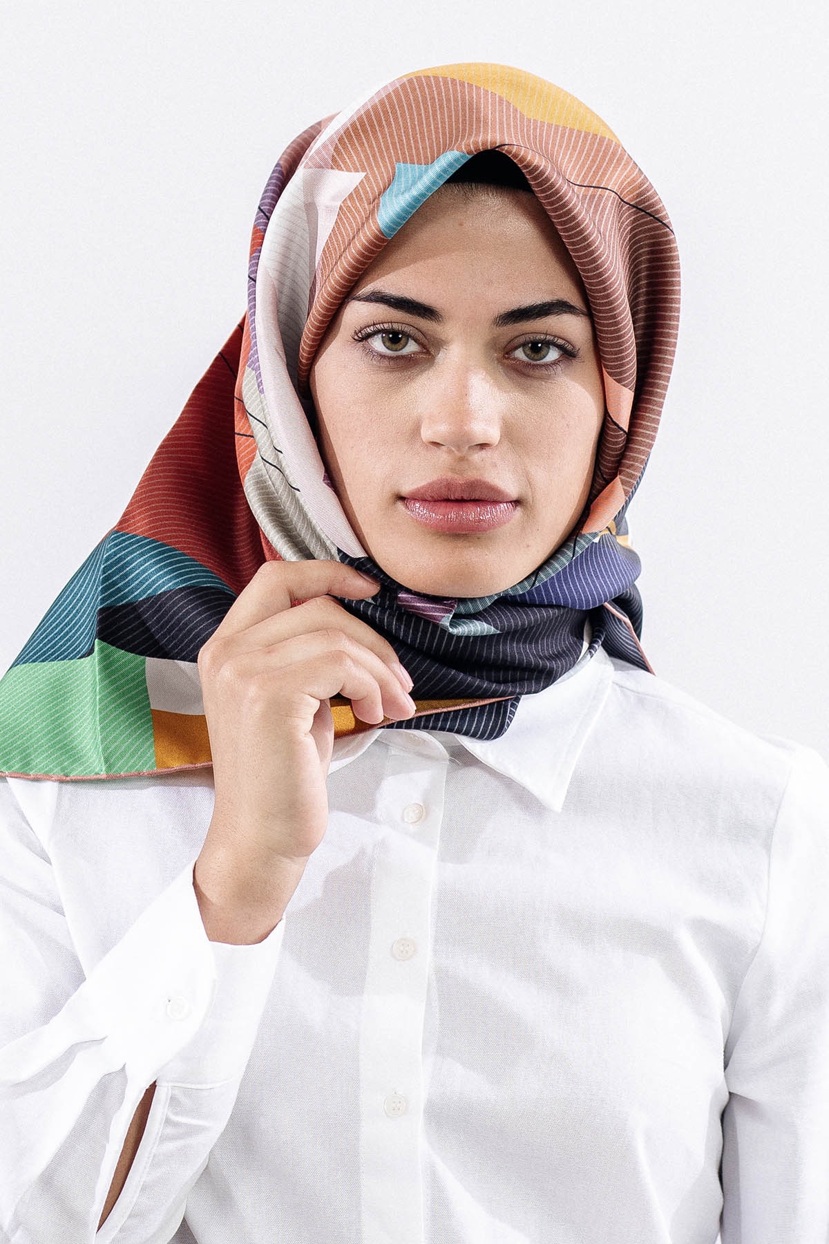 3838 İpek Eşarp 90*90 Tvıl Dokuma - Pudra - 3