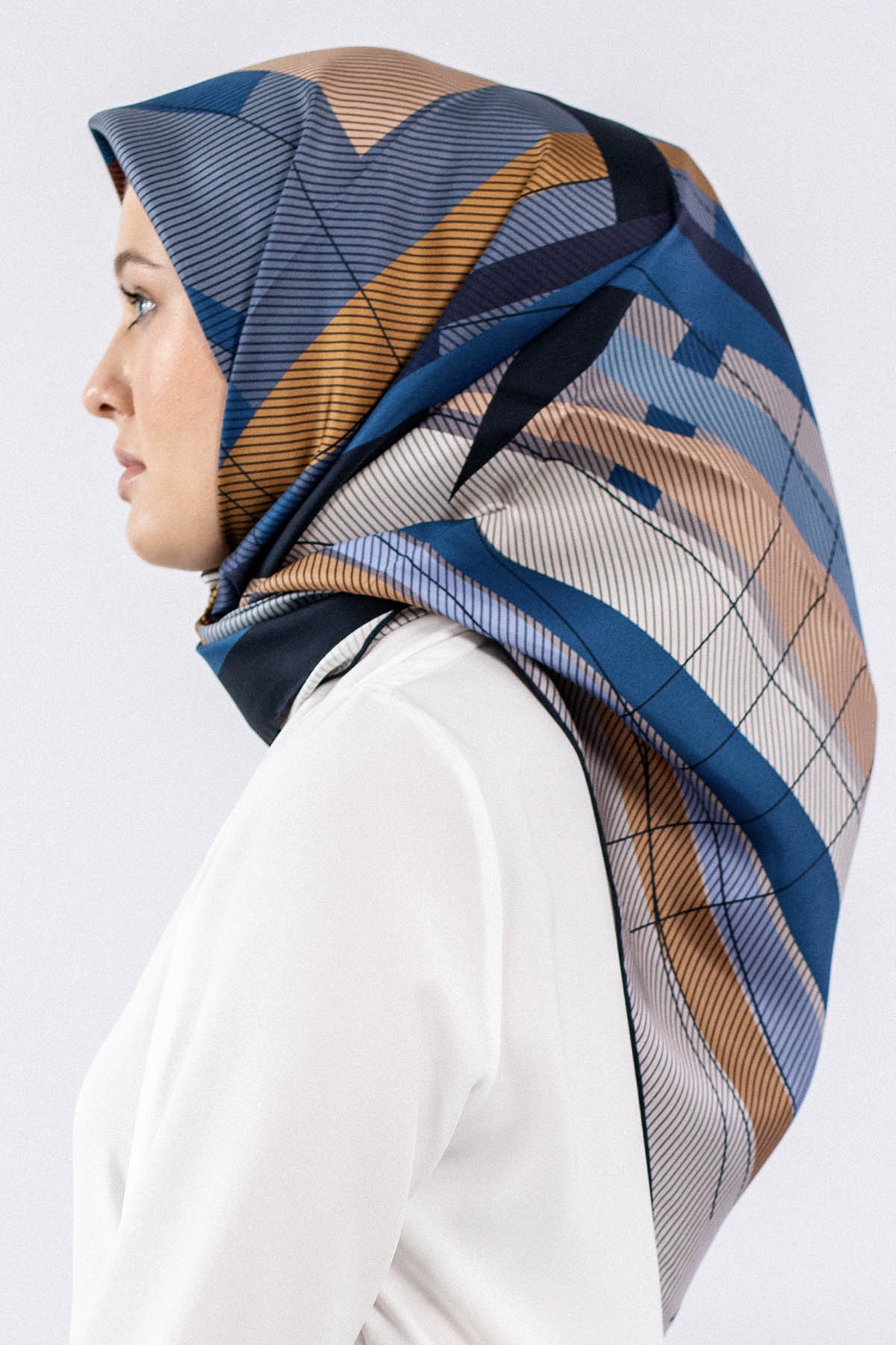 3838 İpek Eşarp - Lacivert - 2