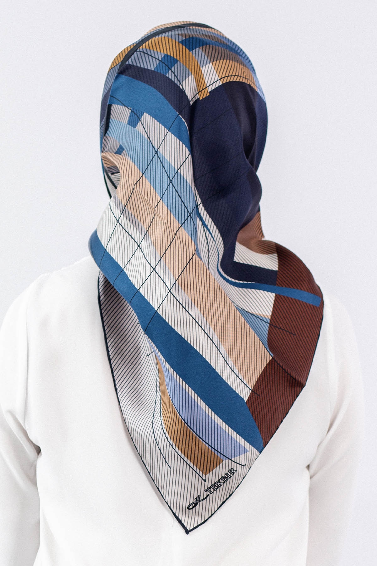 3838 İpek Eşarp - Lacivert - 3