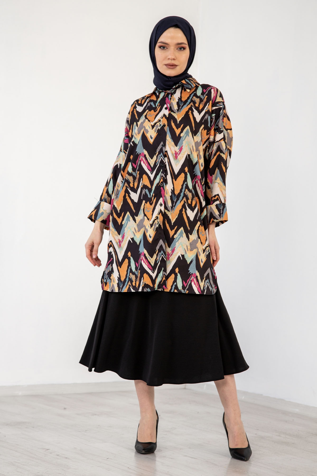 3846 Tunik 38-44 - Siyah_mor - 1