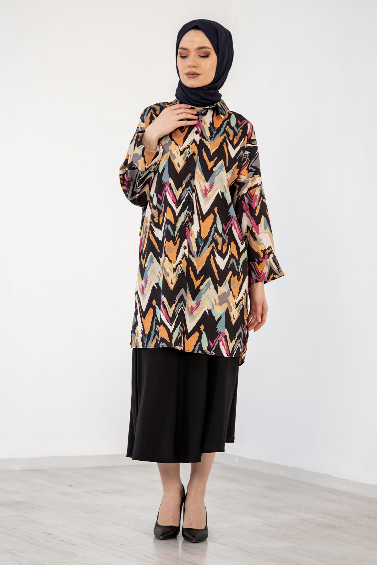 3846 Tunik 38-44 - Siyah_mor - 2