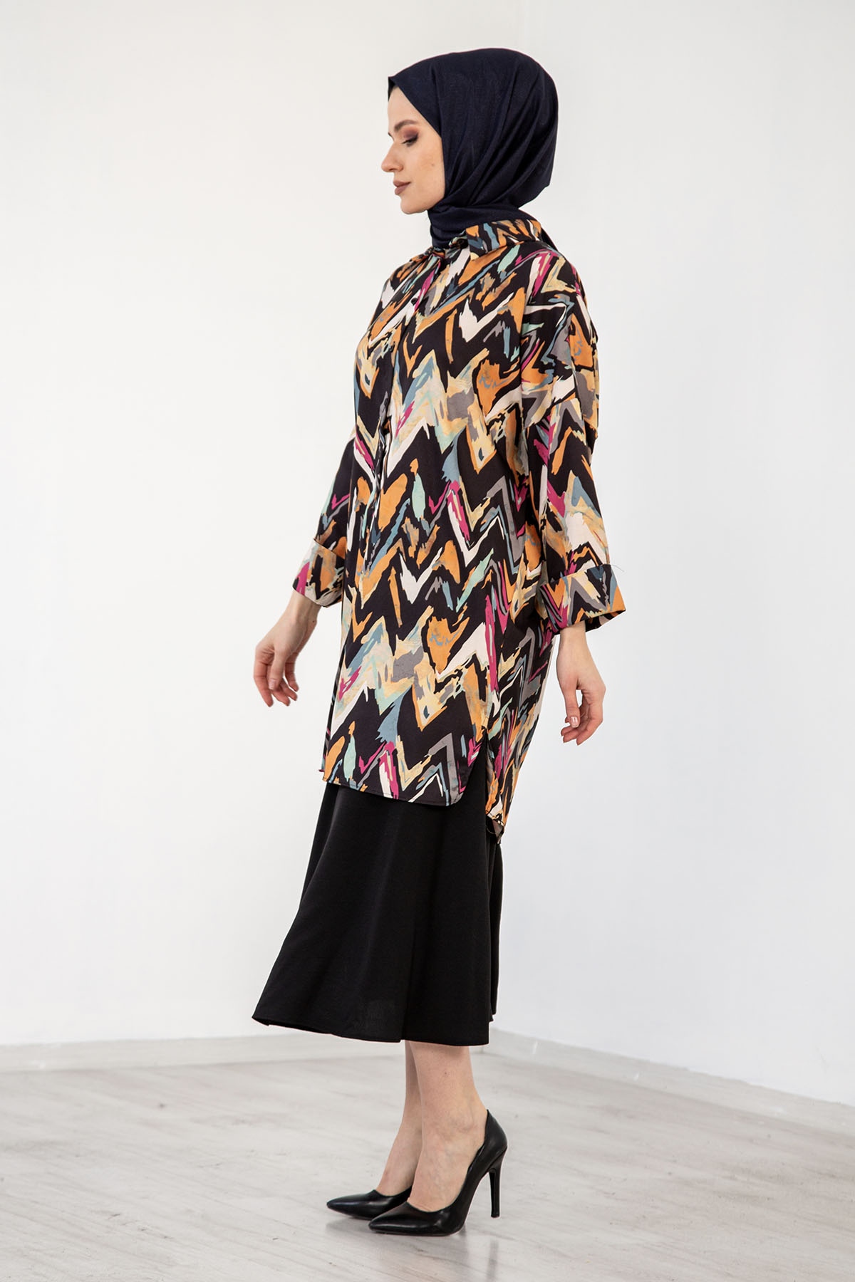 3846 Tunik 38-44 - Siyah_mor - 3