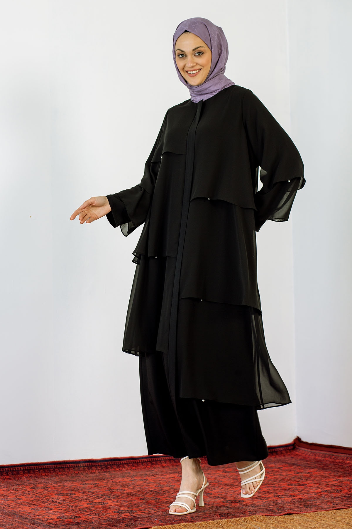 3872 şik Ferace 38-46 - Siyah - 1