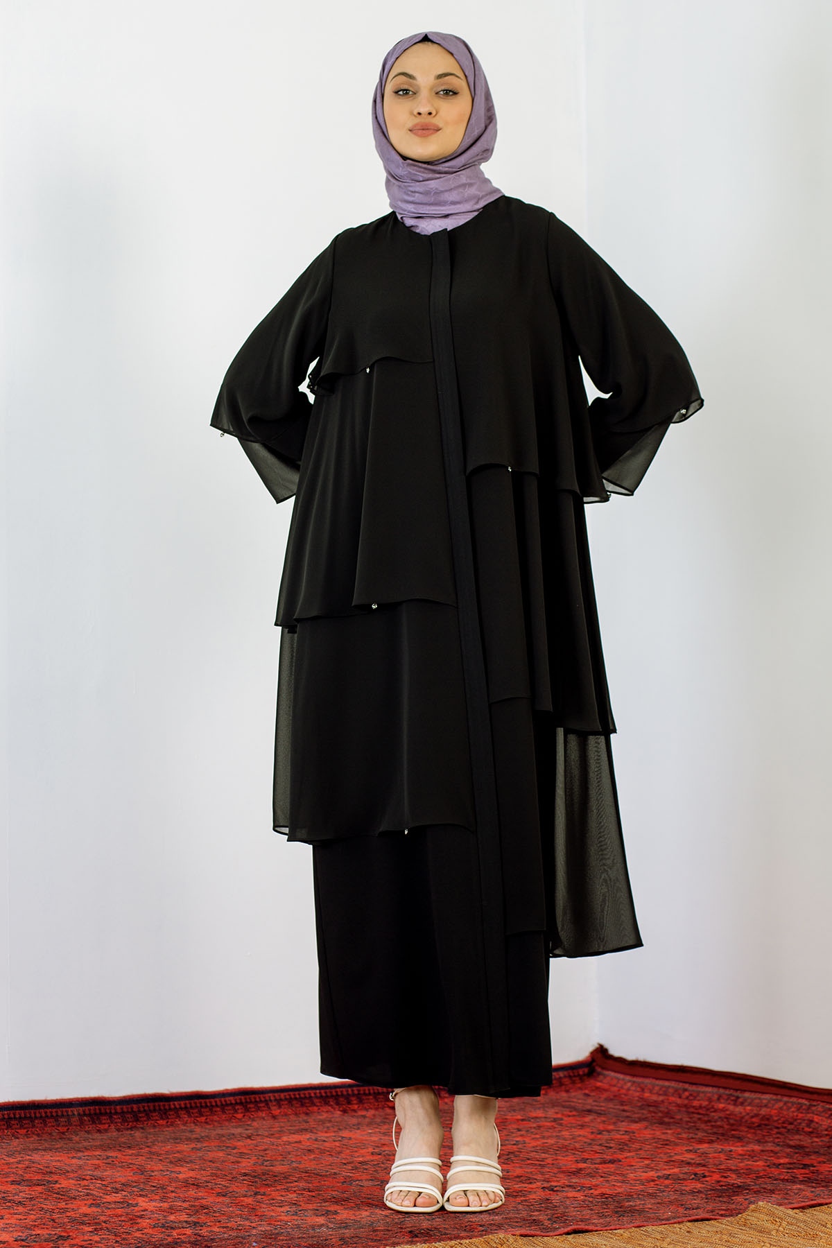 3872 şik Ferace 38-46 - Siyah - 2