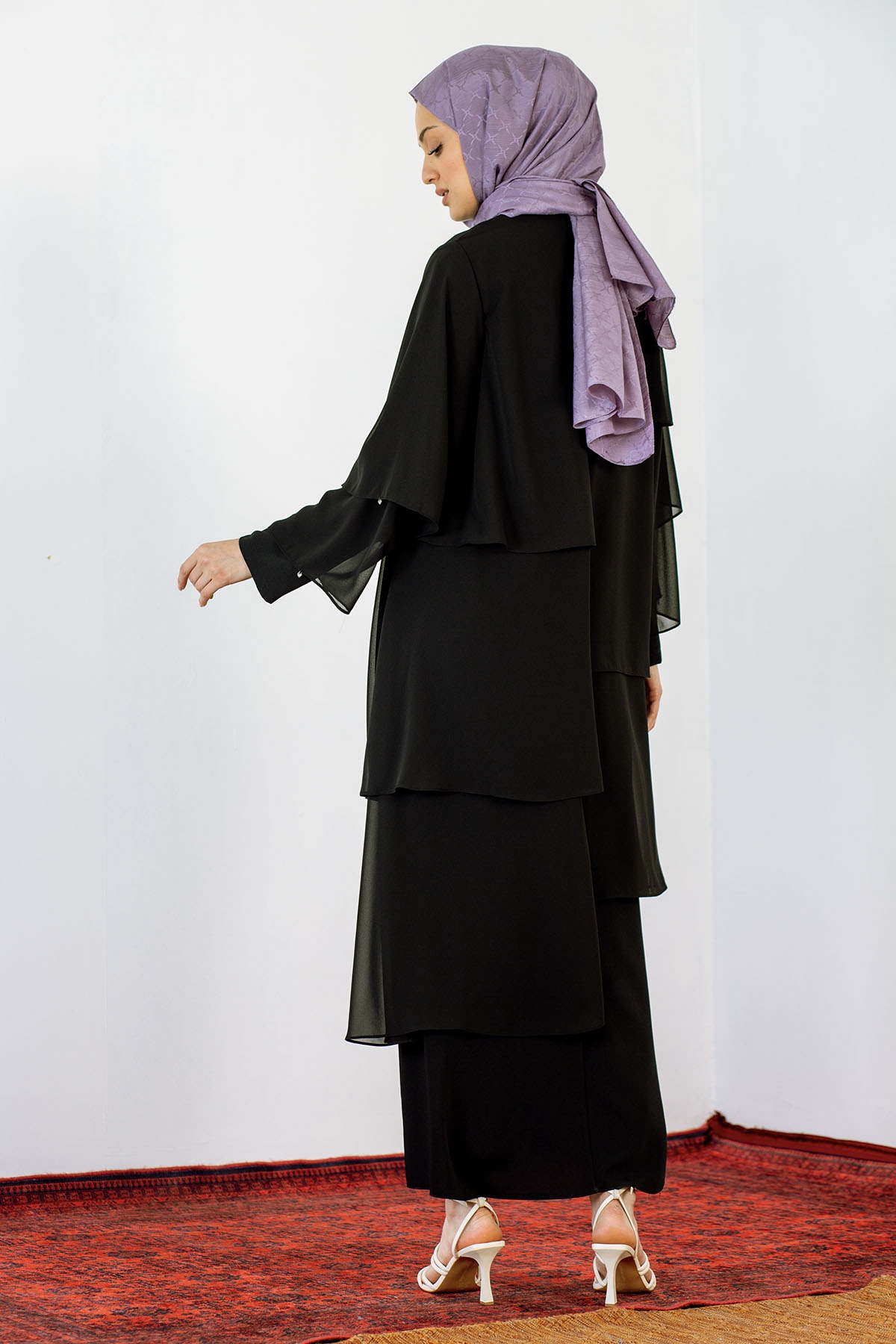 3872 şik Ferace 38-46 - Siyah - 3