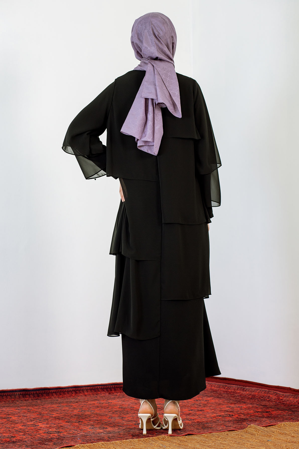 3872 şik Ferace 38-46 - Siyah - 4