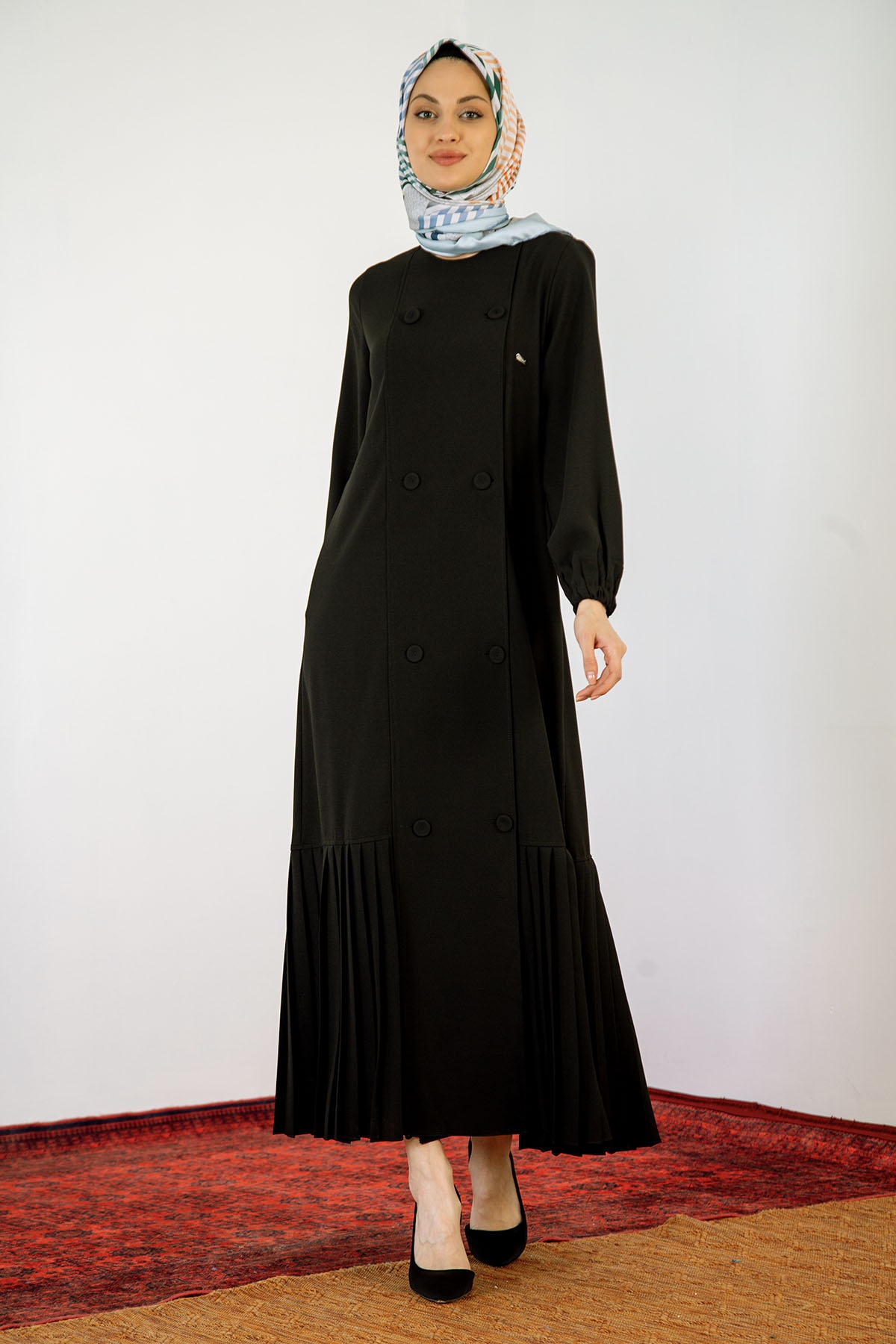 3894 Ferace 1-6 Plise - Siyah - 1