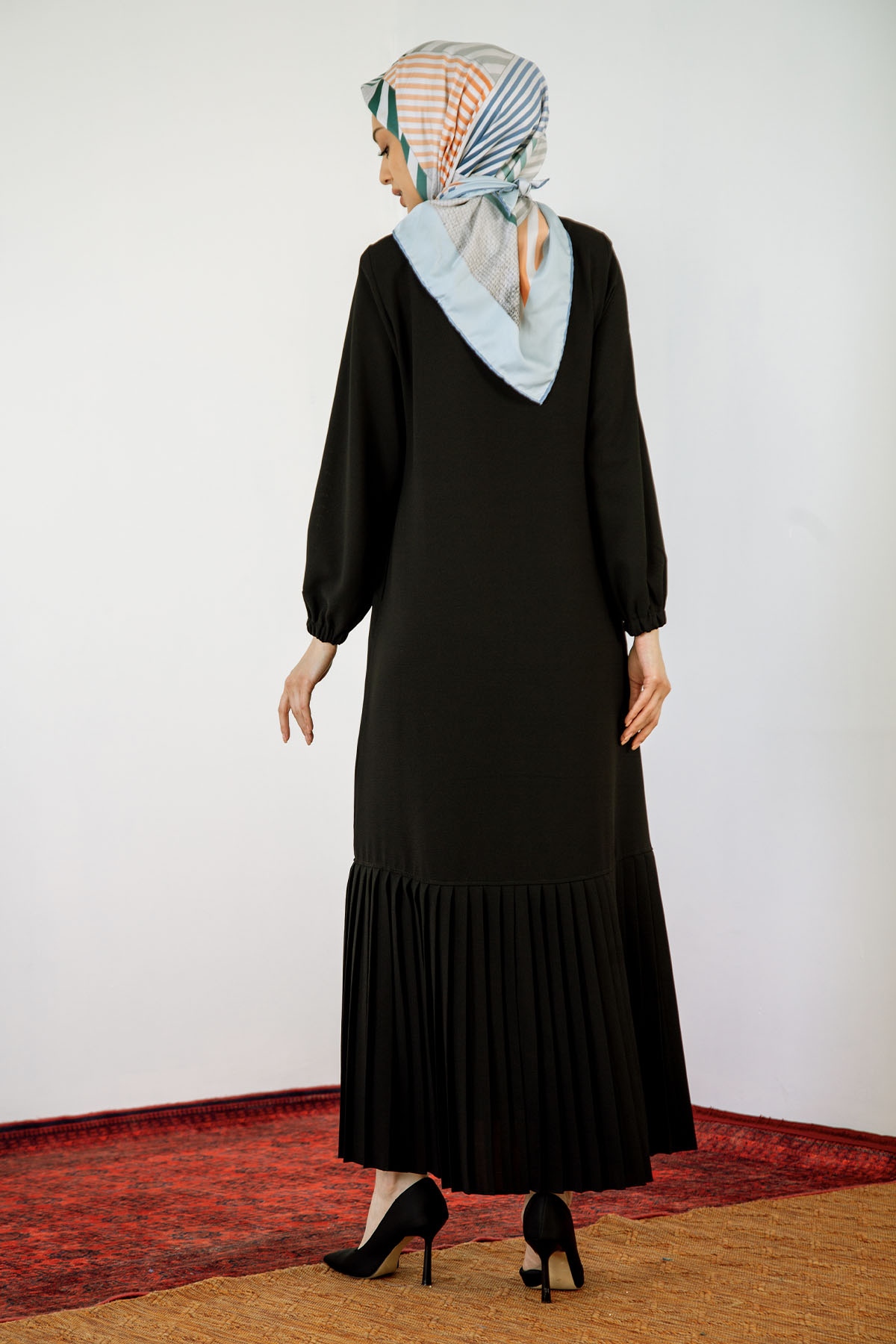 3894 Ferace 1-6 Plise - Siyah - 3