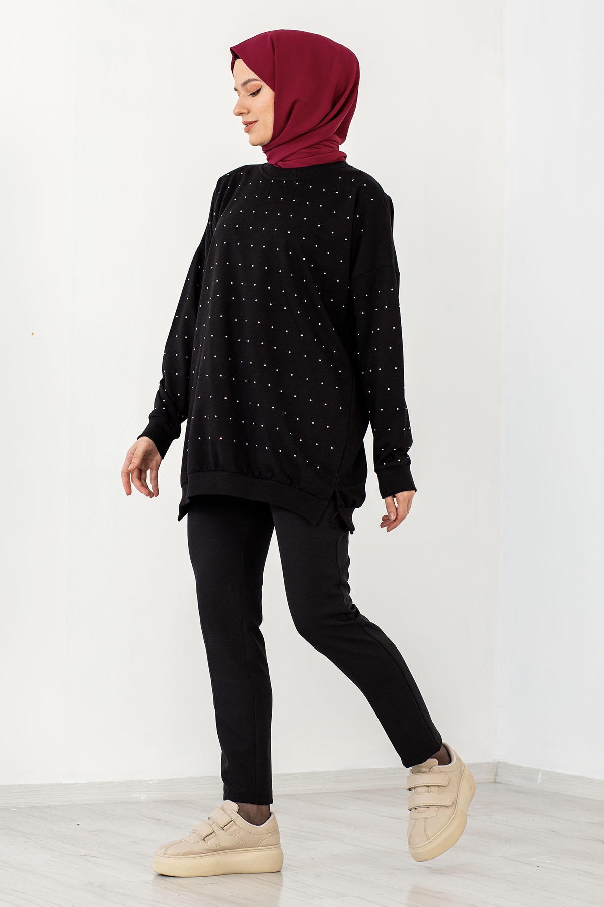 3922 Taşli Tunik Tek - Siyah - 3