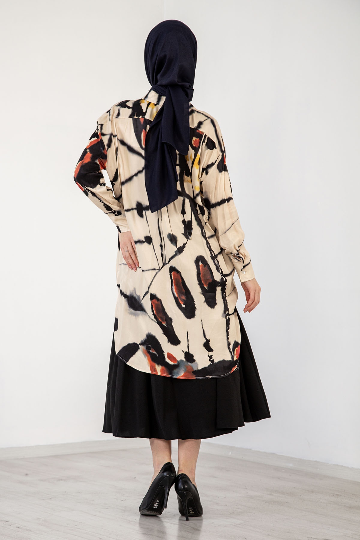 3935 Saten Tunik 38-44 - Siyah - 4