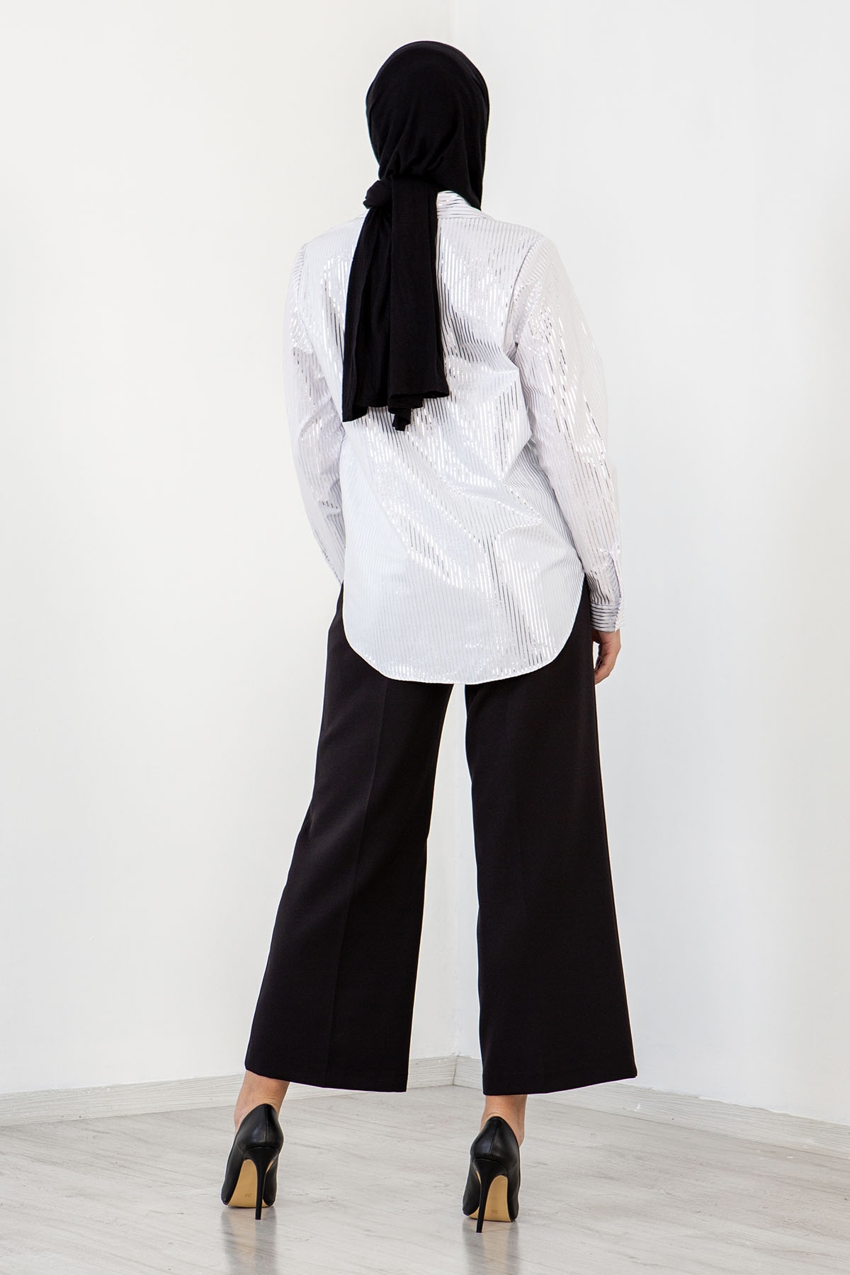 3955 Gömlek 38-44 Sim - Beyaz - 4