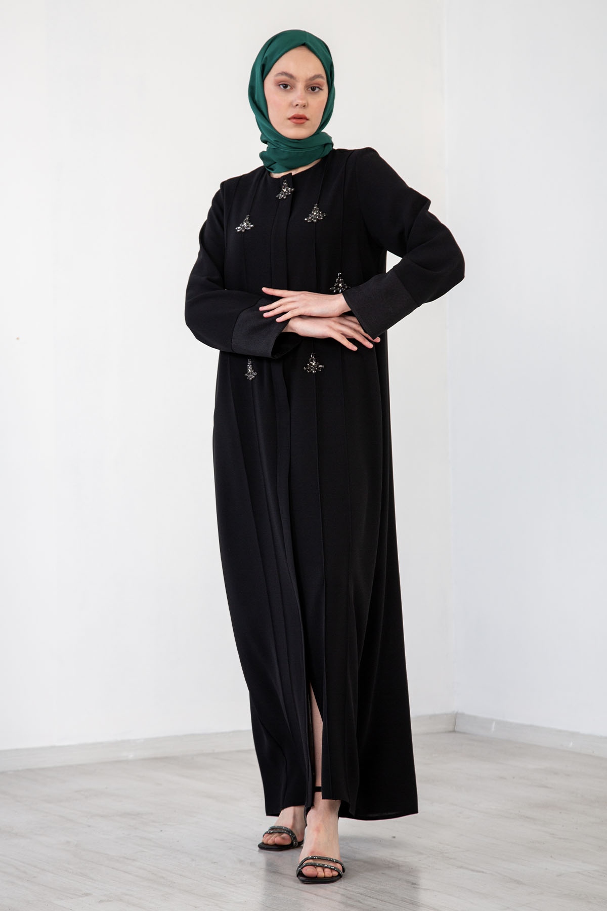 3976 şik Ferace 38-48 - Siyah - 2