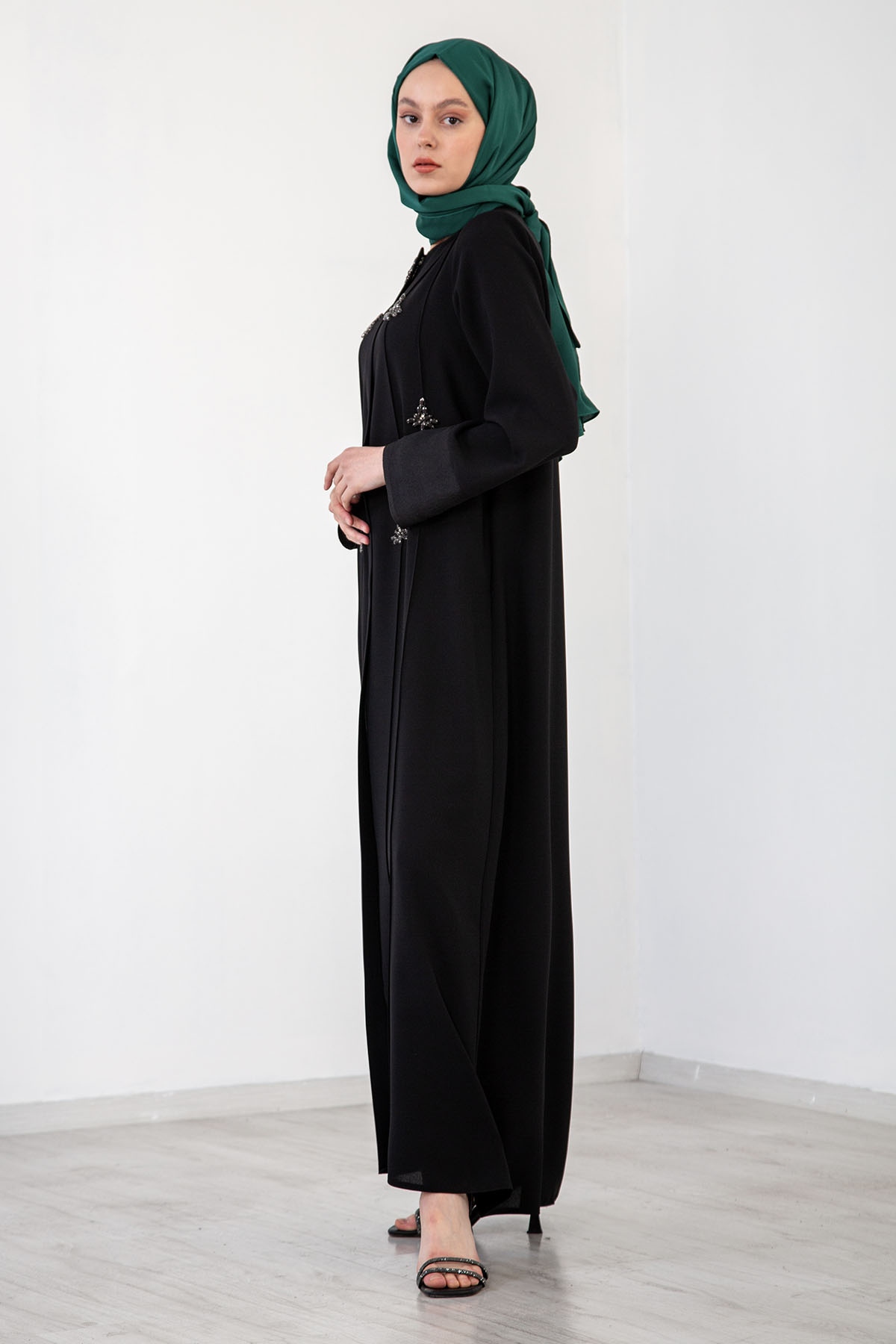 3976 şik Ferace 38-48 - Siyah - 3