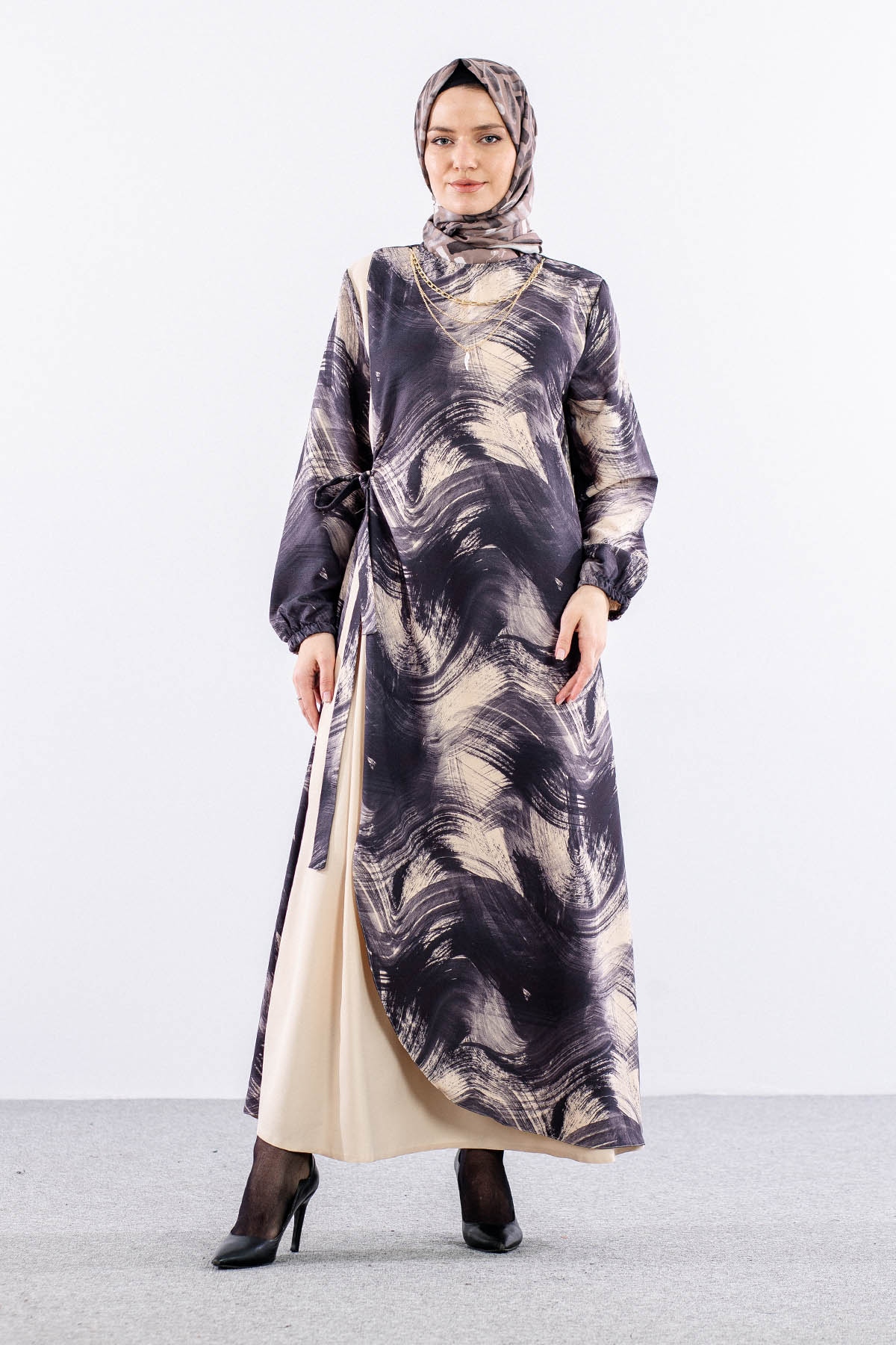 4002 Elbise 44-52 - Siyah - 1