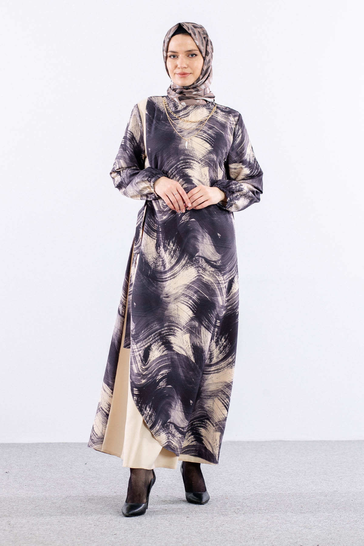 4002 Elbise 44-52 - Siyah - 2