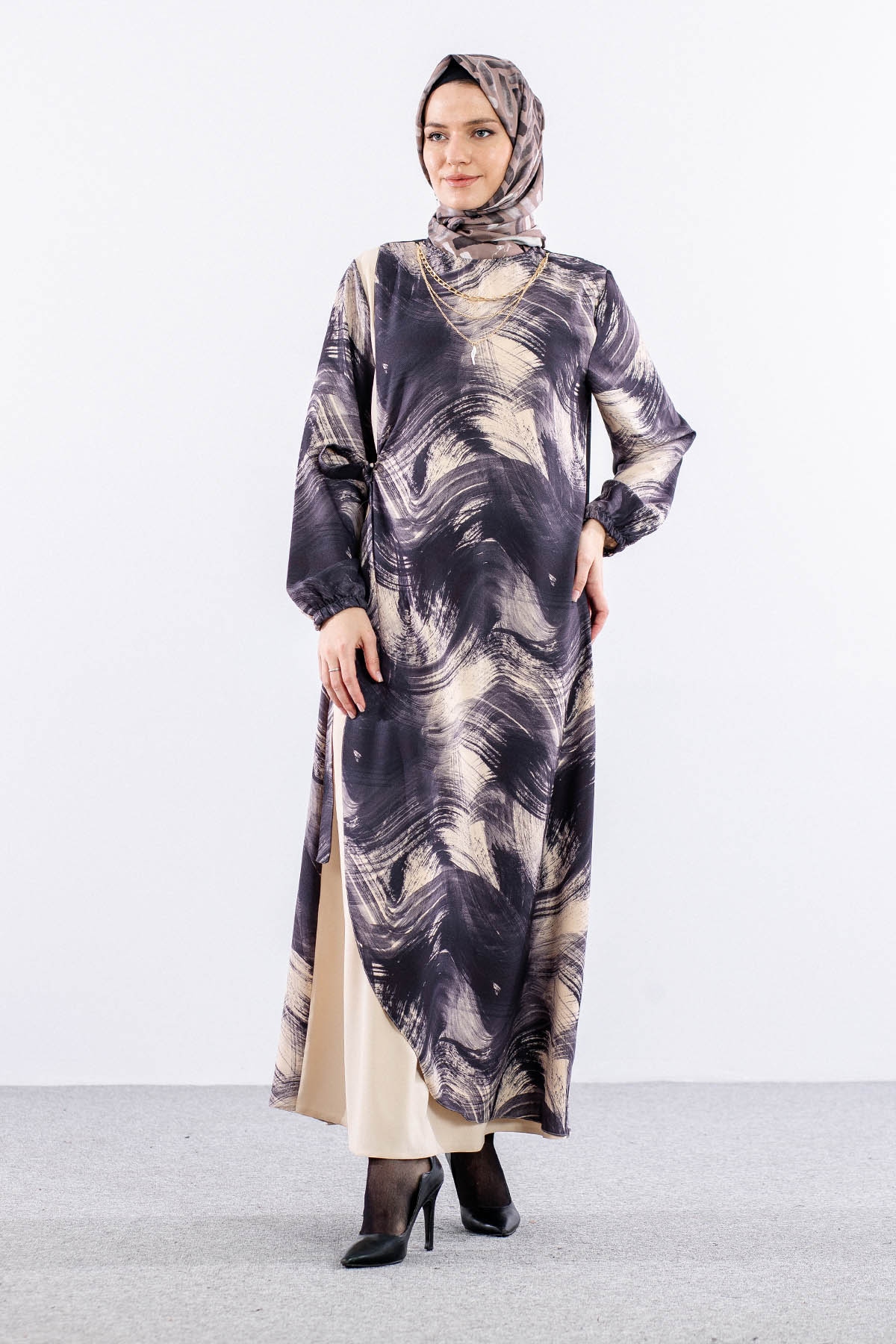 4002 Elbise 44-52 - Siyah - 3