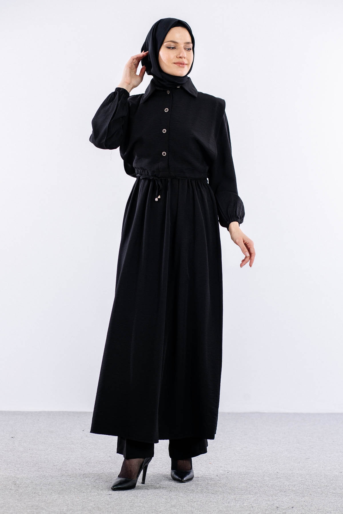 4005 Elbise 44-52 - Siyah - 3