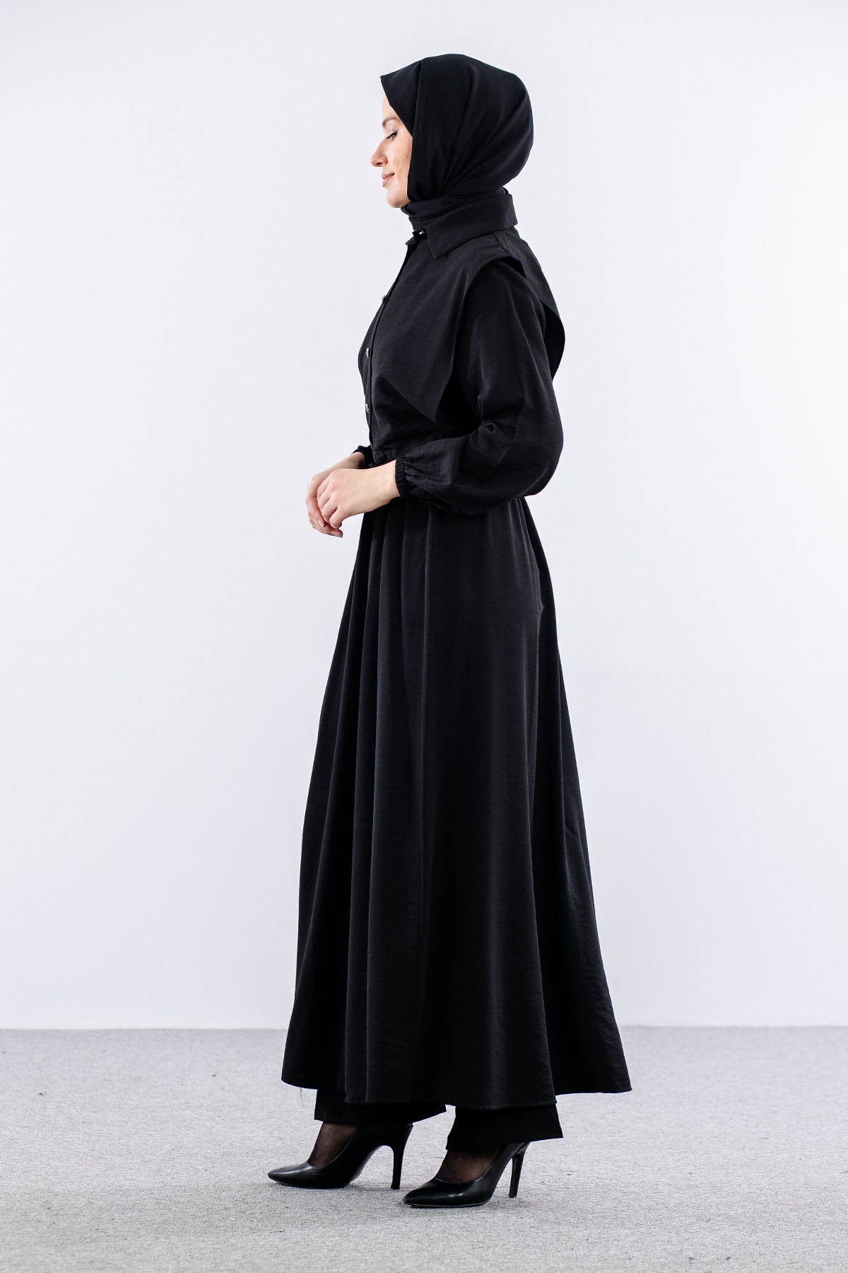 4005 Elbise 44-52 - Siyah - 4