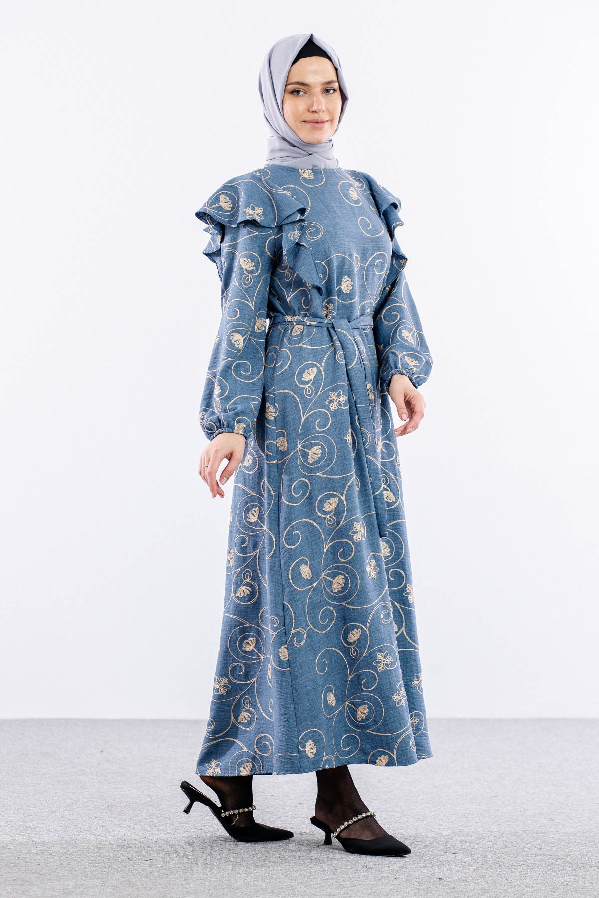 4006 Elbise 44-52 - Mavi - 5