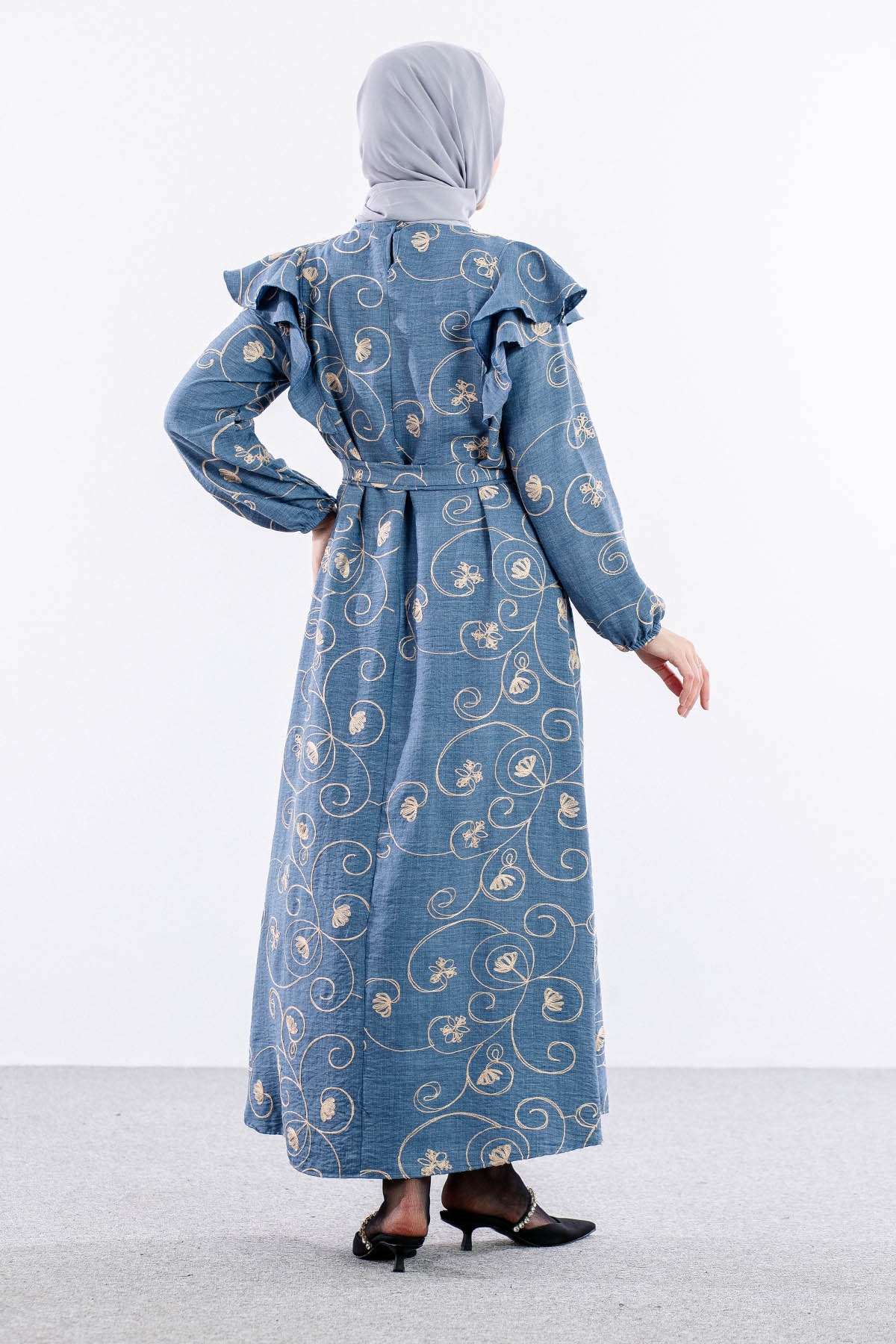 4006 Elbise 44-52 - Mavi - 6