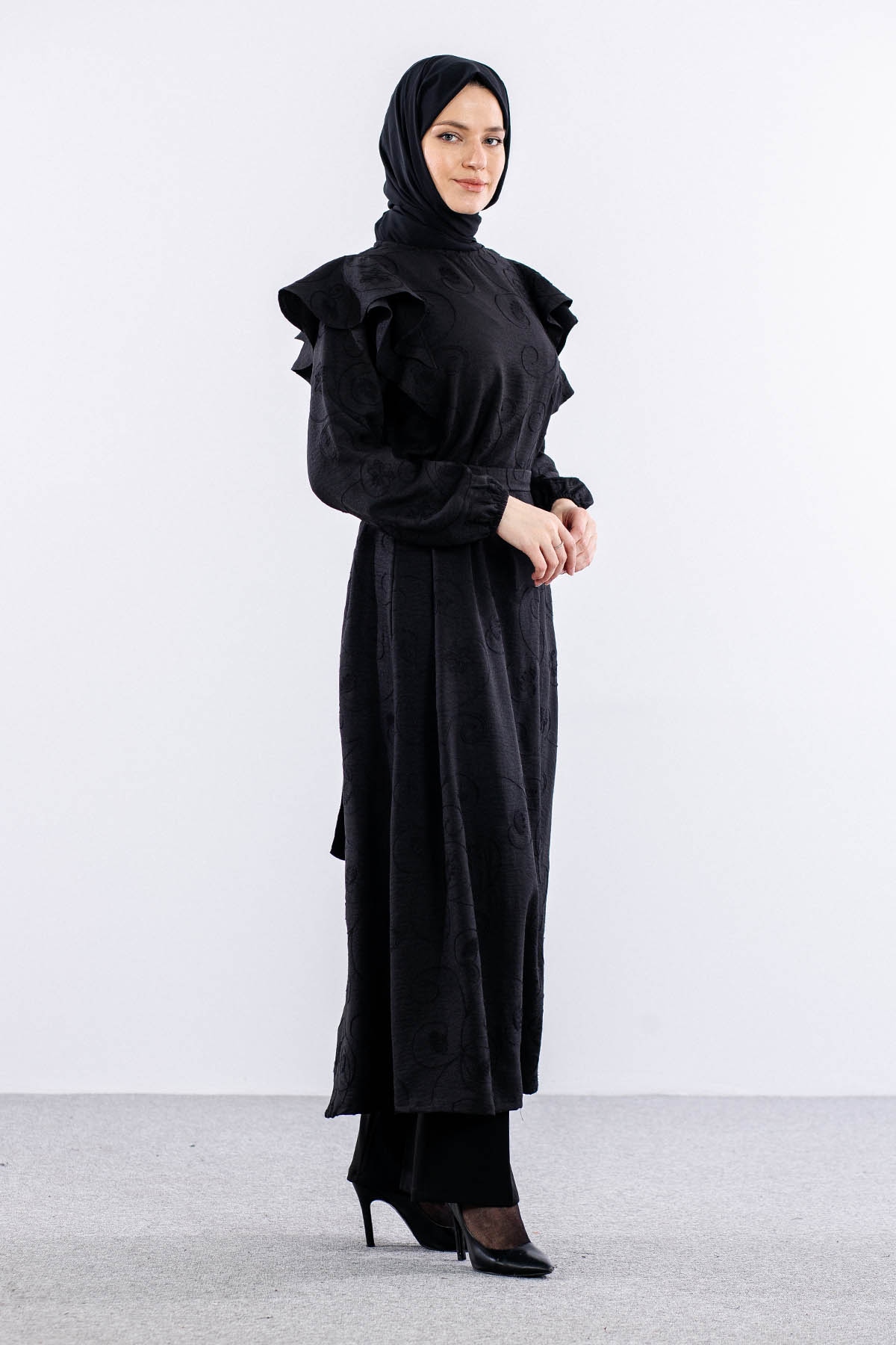 4006 Elbise 44-52 - Siyah - 3