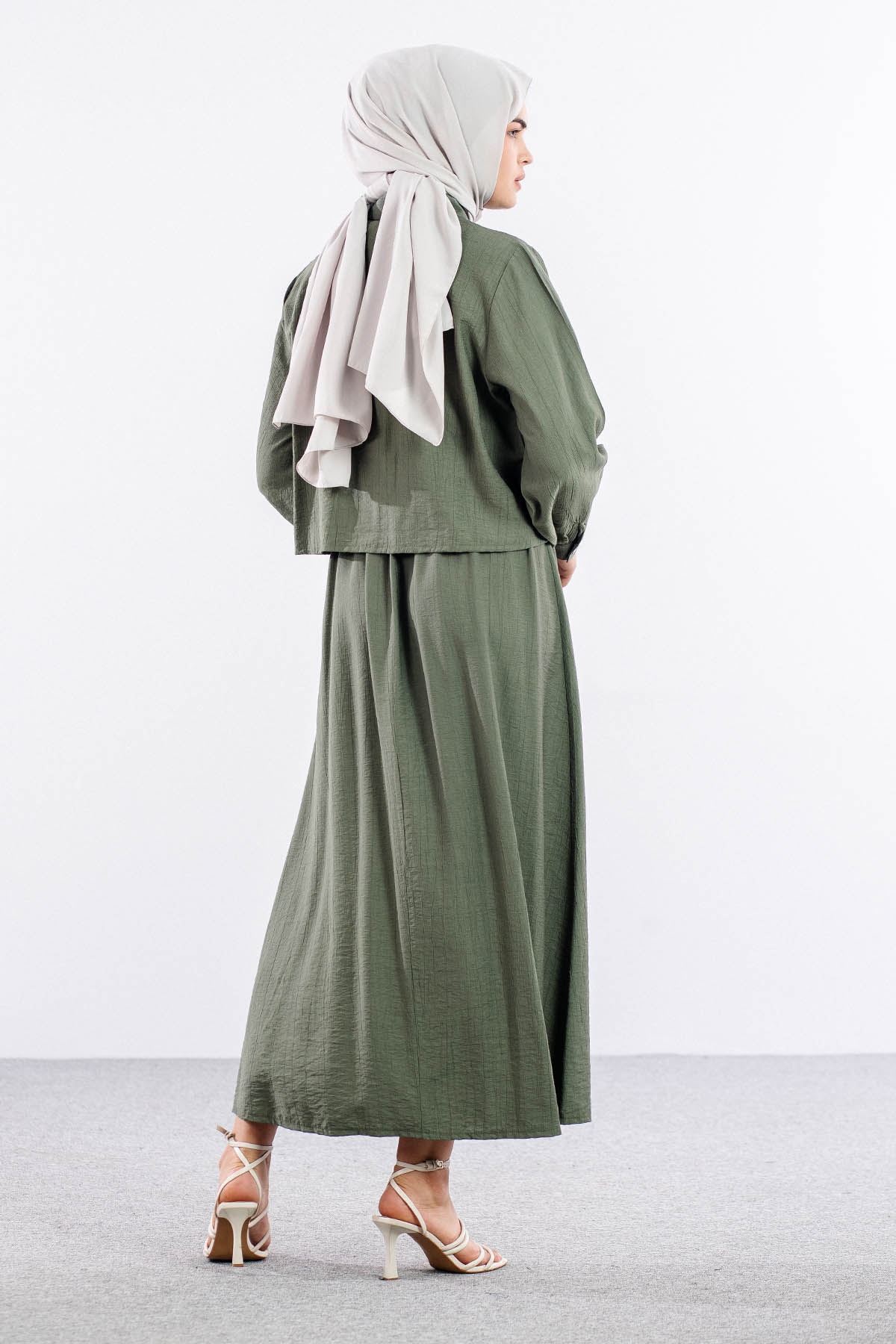 4007 2li Elbise 44-52 - Haki - 5