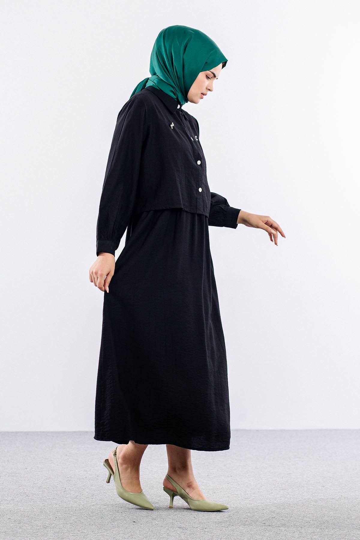 4007 2li Elbise 44-52 - Siyah - 2