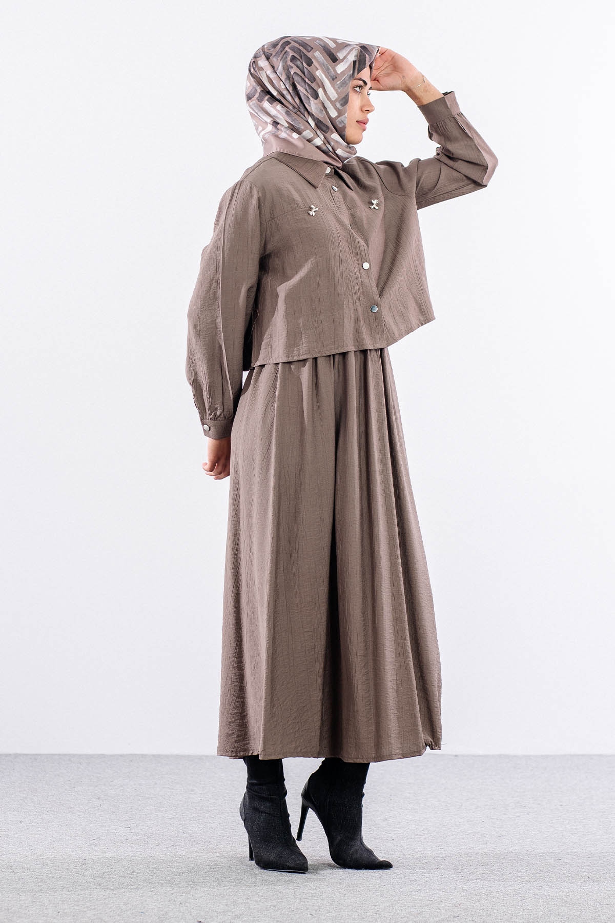 4007 2li Elbise 44-52 - Vizon - 4