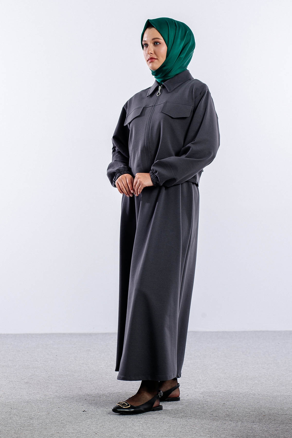 4014 2li Elbise Takim 42-48 - Gri - 3