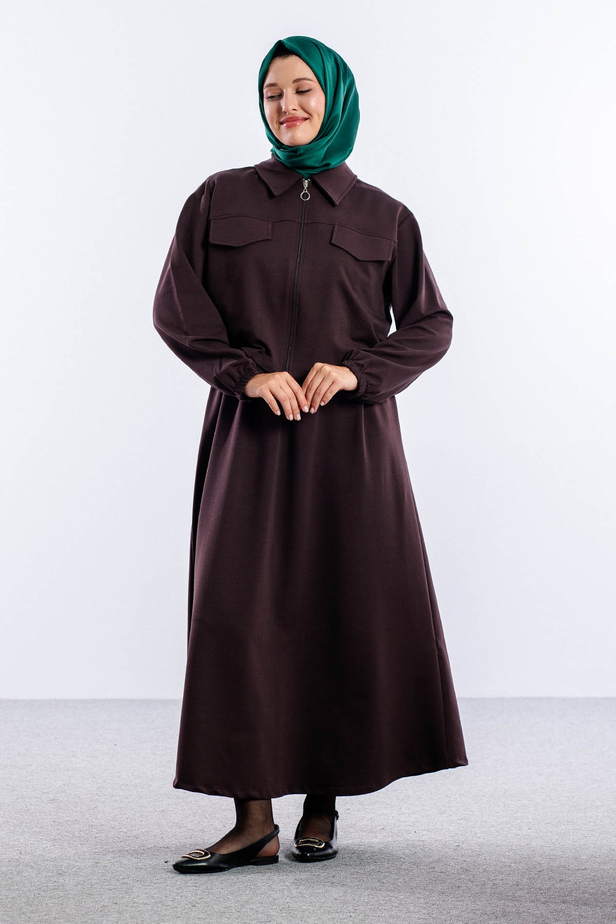 4014 2li Elbise Takim 42-48 - Kahve - 1