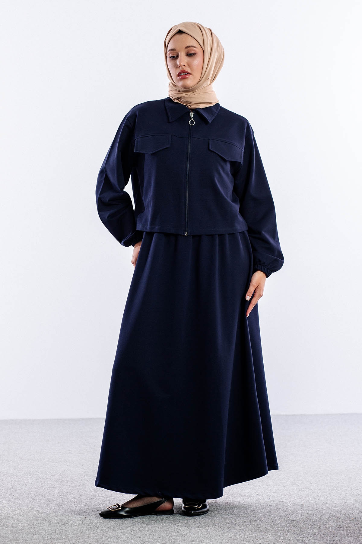 4014 2li Elbise Takim 42-48 - Lacivert - 1