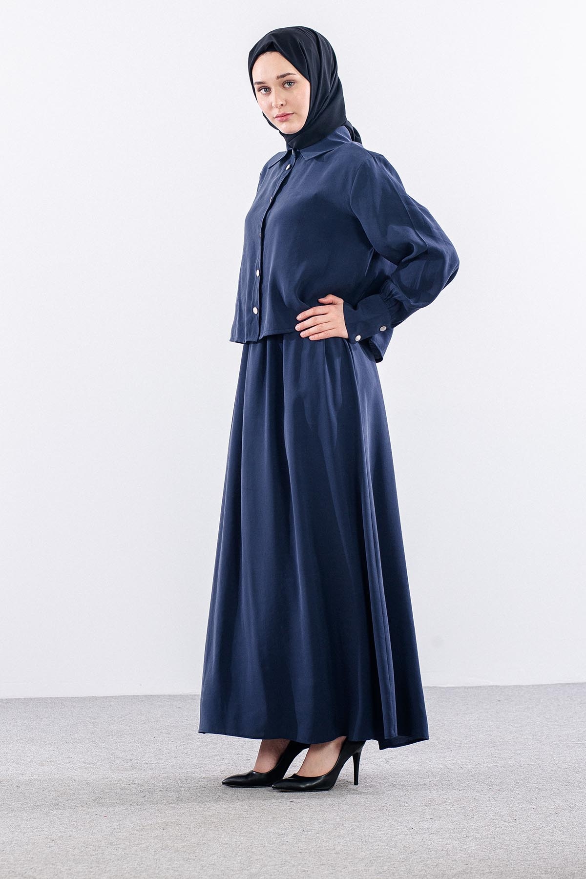 4015 Elbi̇se Ceket 44-52 - Lacivert - 4