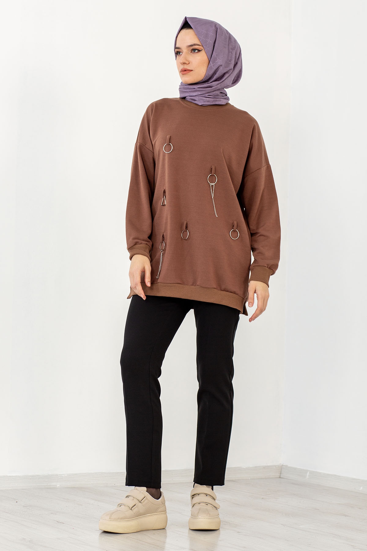 4032 Tunik Tek Hlk - Kahve - 1