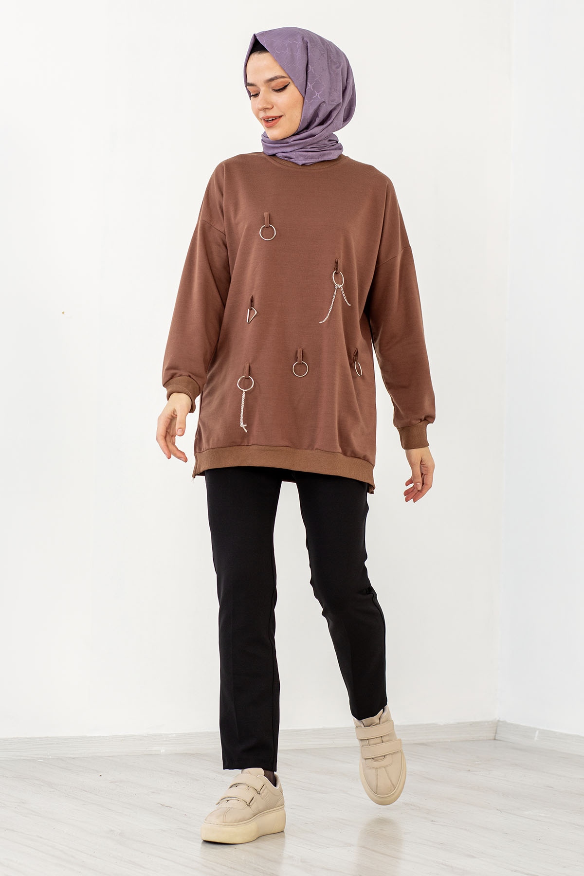 4032 Tunik Tek Hlk - Kahve - 2