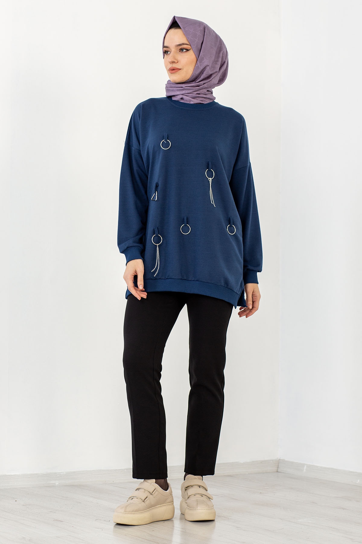 4032 Tunik Tek Hlk - Lacivert - 1