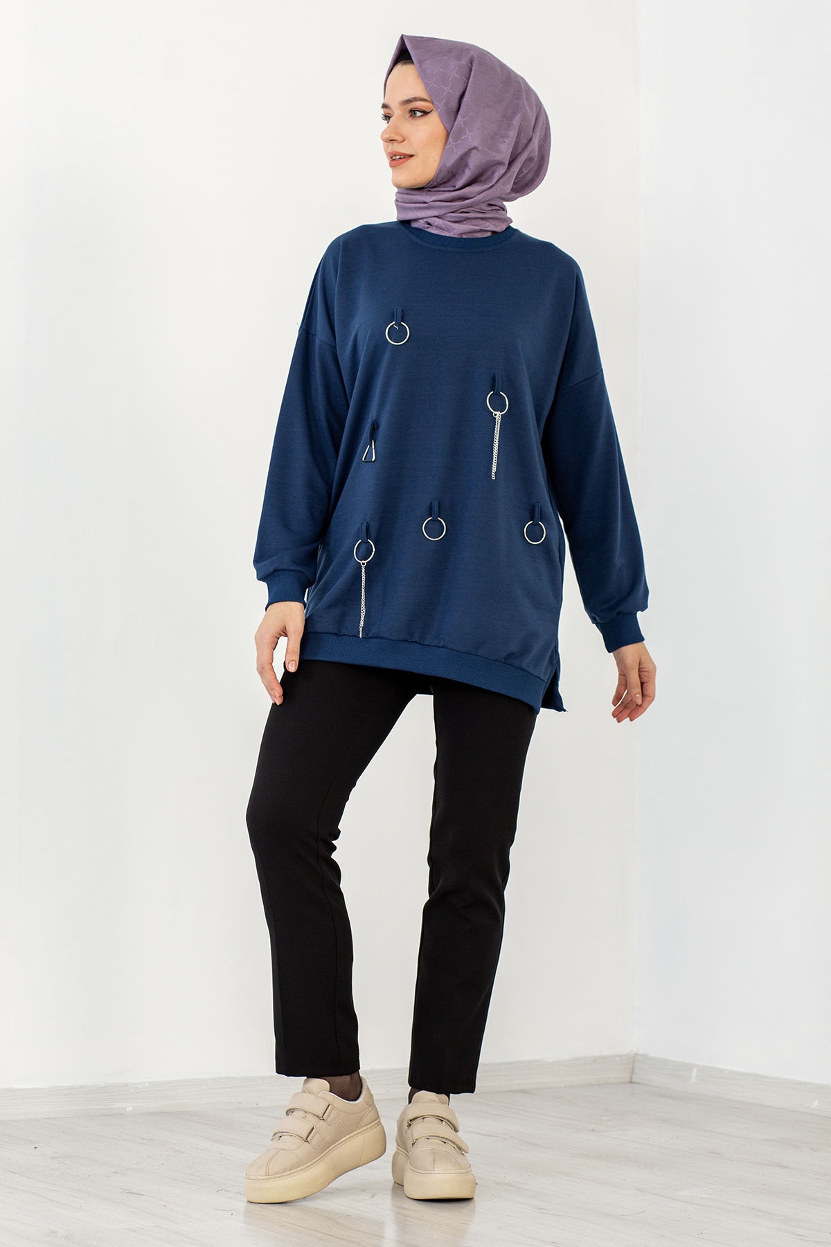 4032 Tunik Tek Hlk - Lacivert - 2