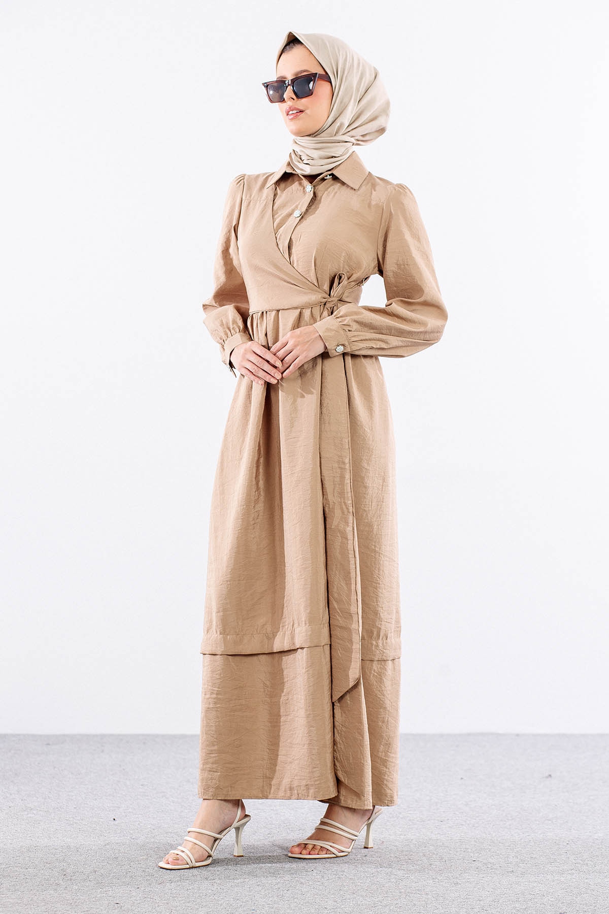 4036 Elbise 1-5 - Bej - 4