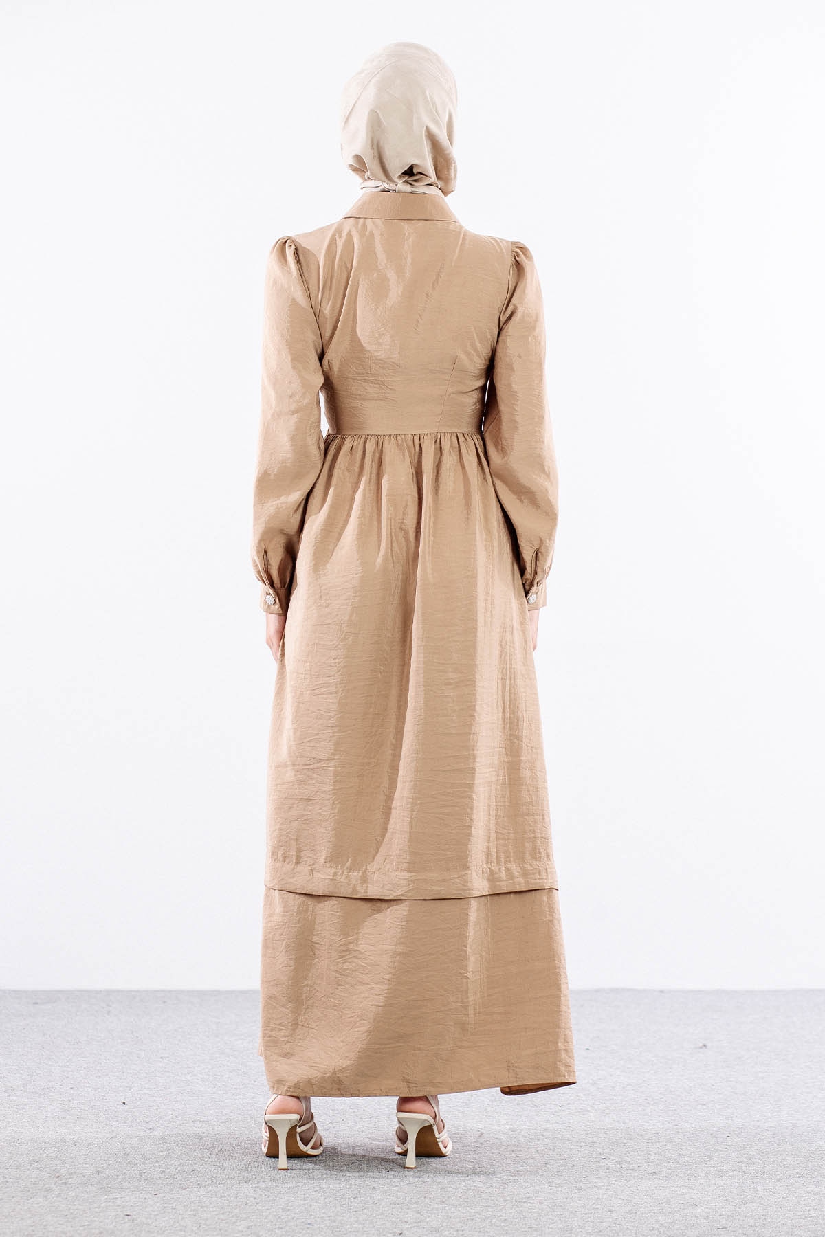 4036 Elbise 1-5 - Bej - 5