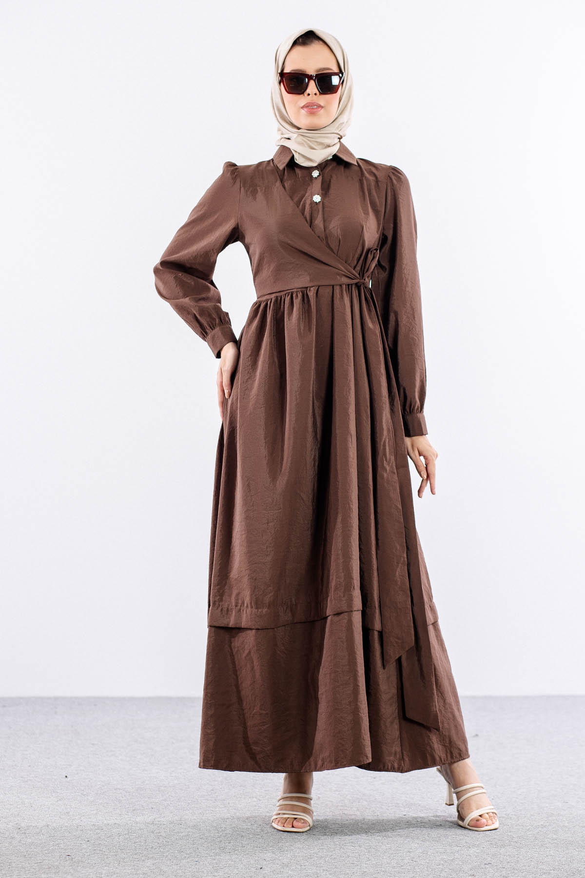 4036 Elbise 1-5 Sh - Kahve - 3