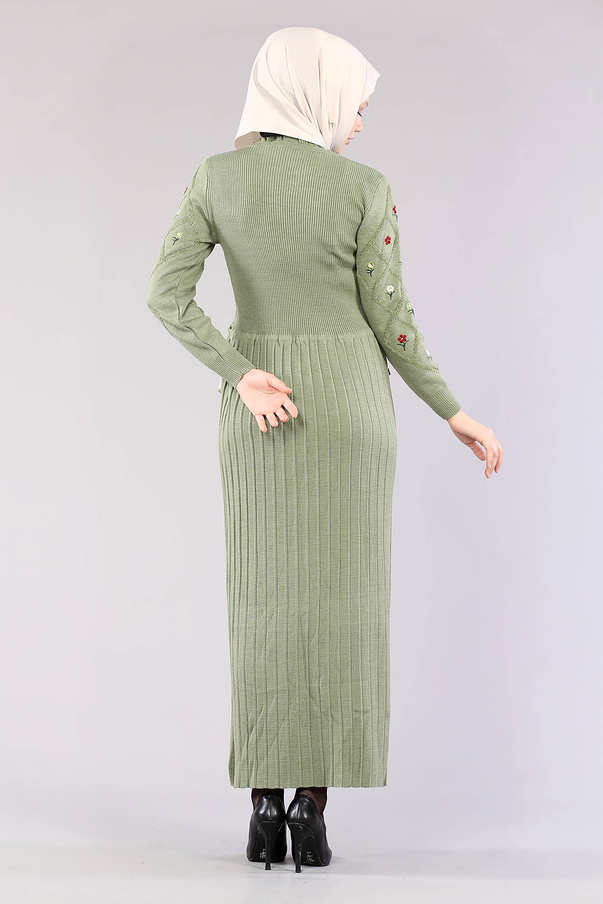 4050 Triko Elbise Tek - Yesil - 4