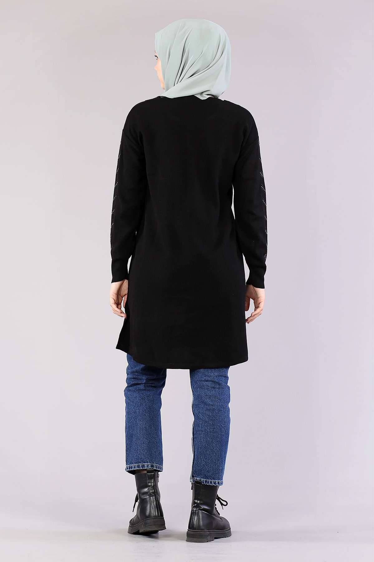4060 Triko Tunik Tek - Siyah - 5
