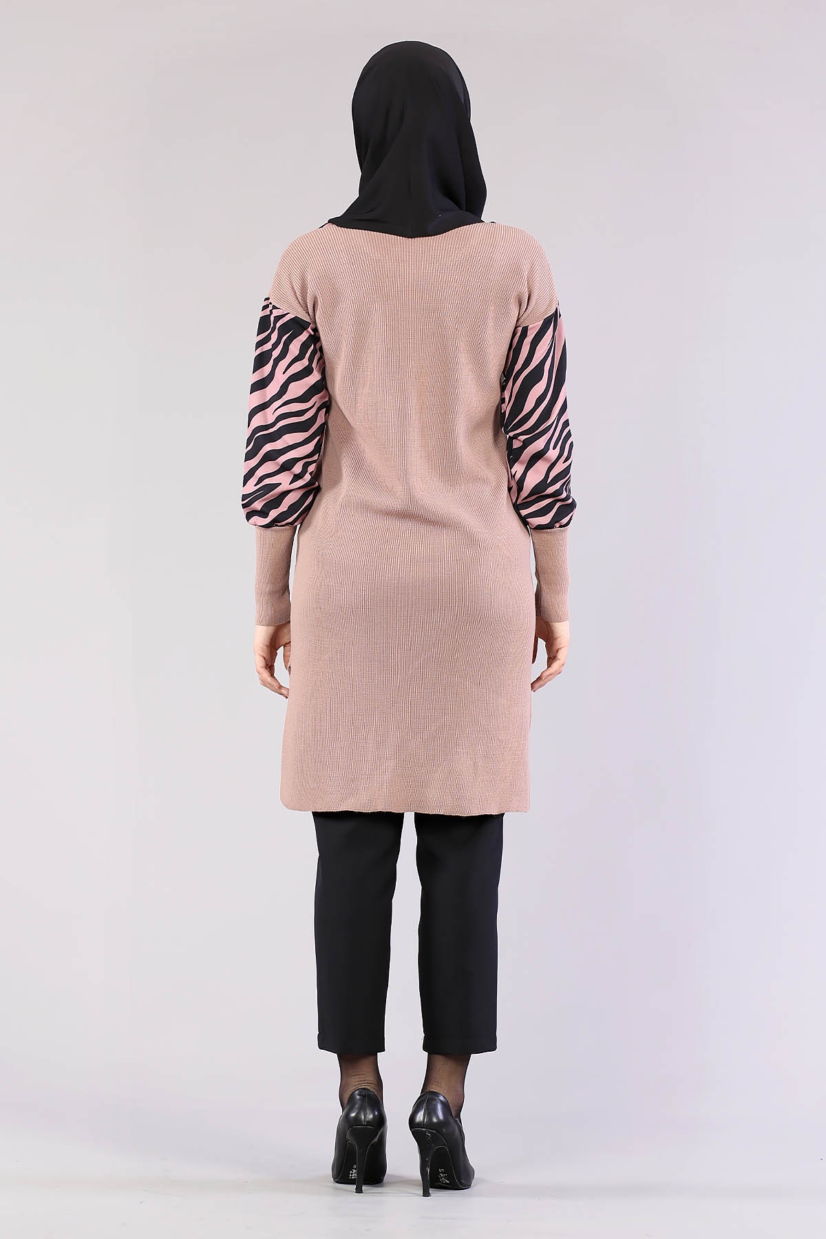 4063 Zebra Garnili Tunik Tek - Gul - 4